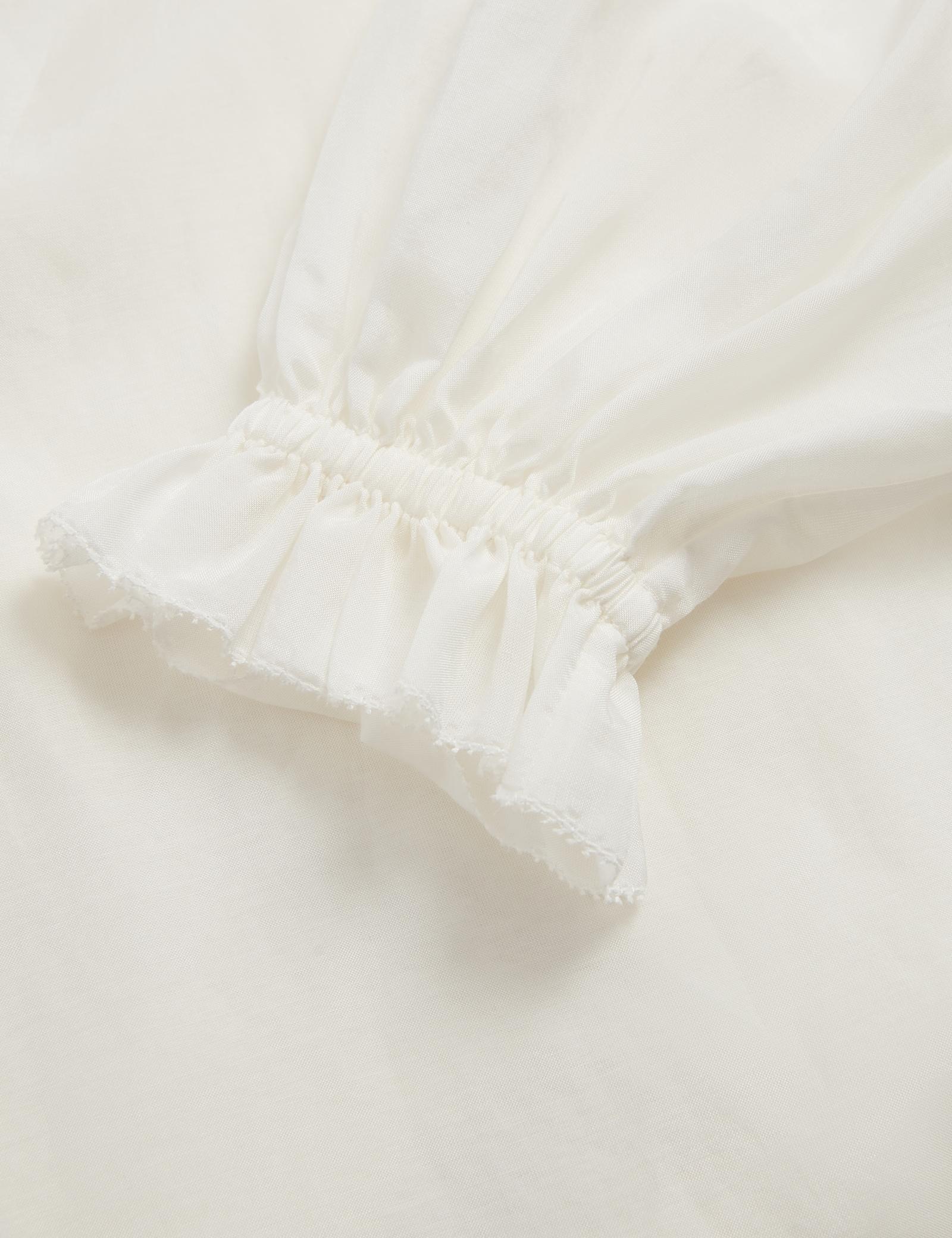 Cotton Blend Gathered Ruffle Blouse - image 4