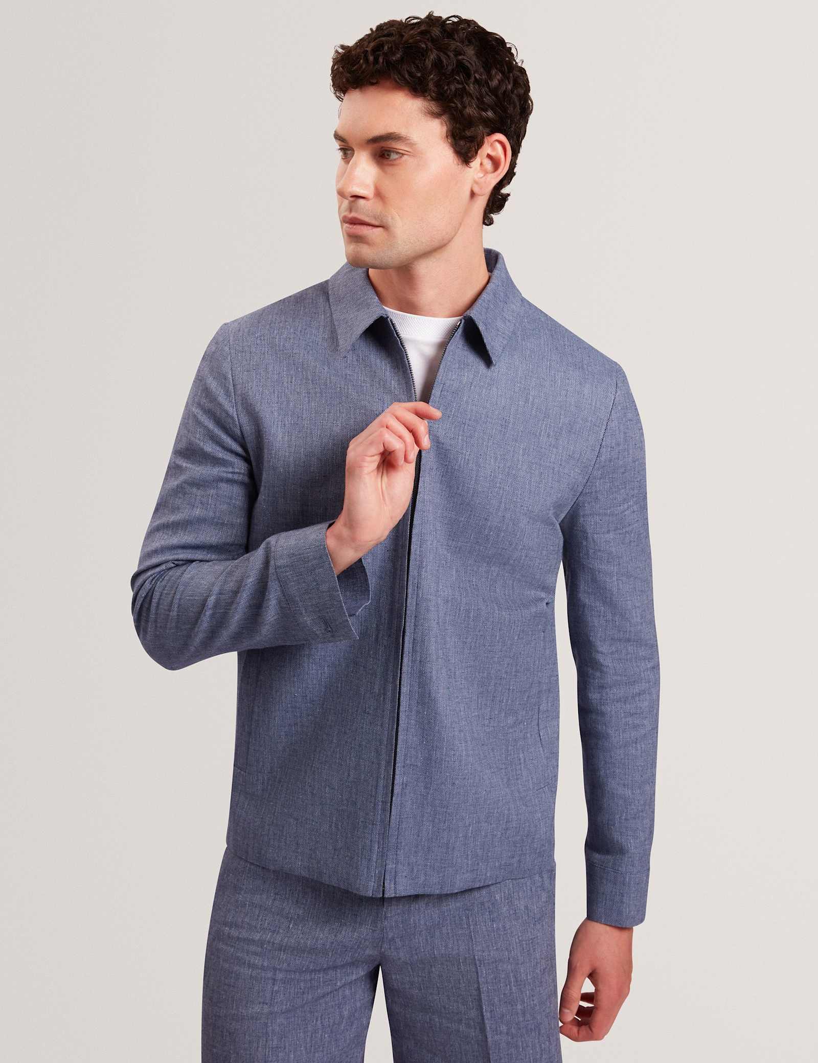 Linen Rich Collared Harrington Jacket - image 2