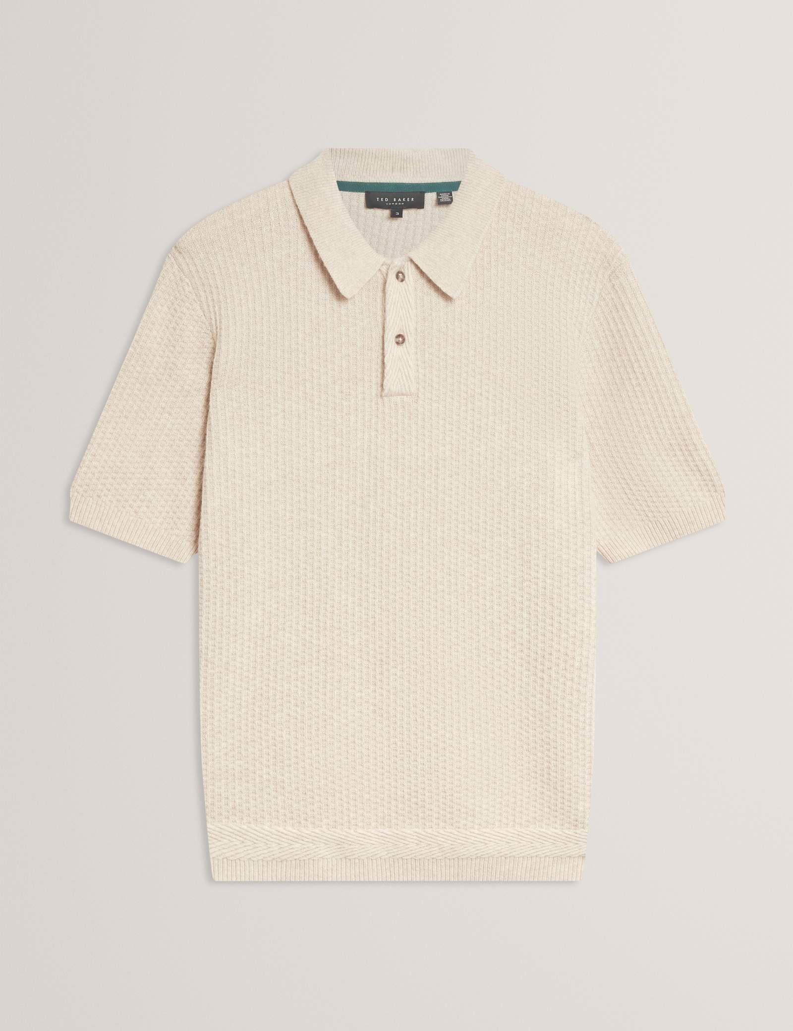 Cotton Blend Textured Knitted Polo Shirt - image 1
