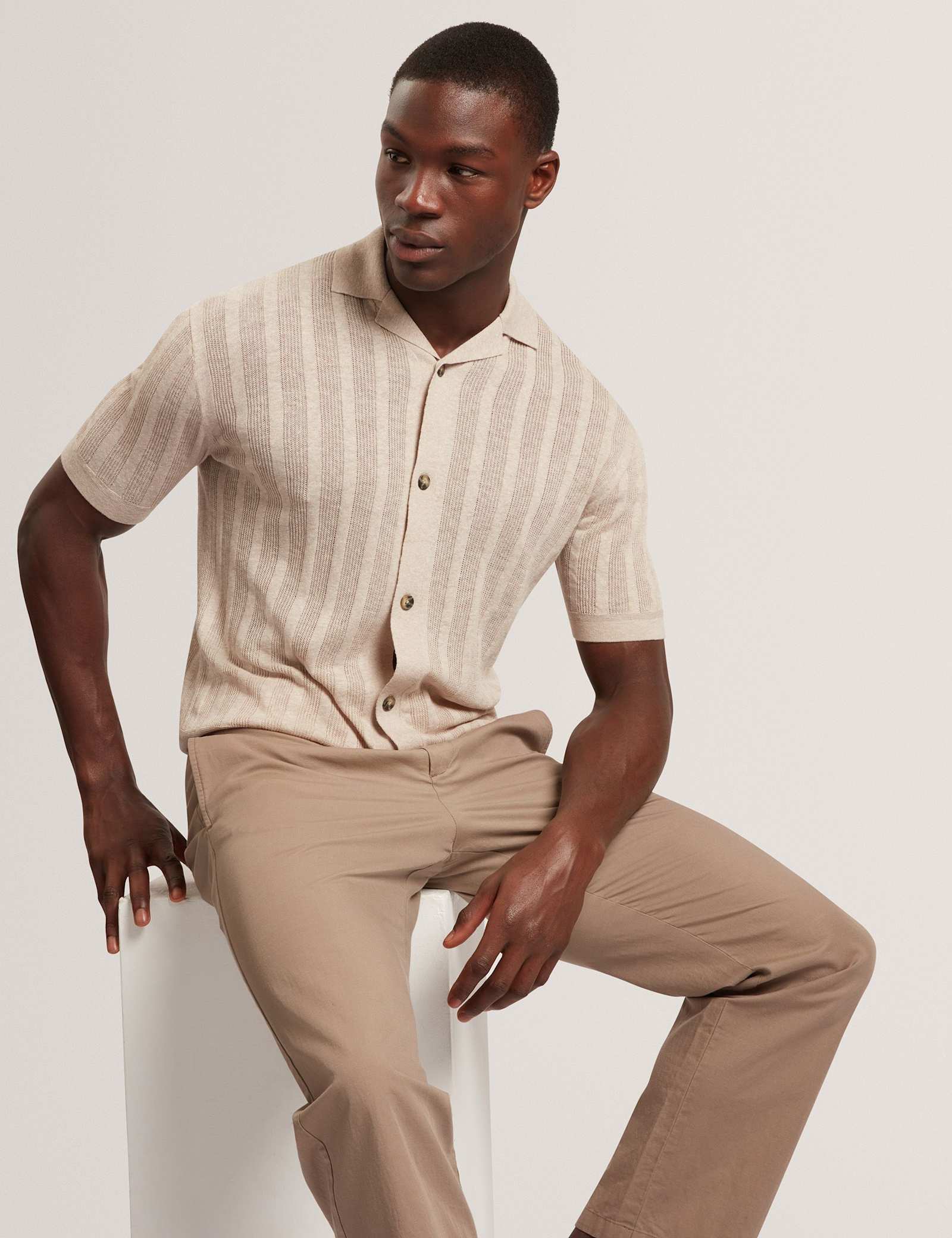 Relaxed Fit Linen Blend Short Sleeve Edio Shirt - image 4