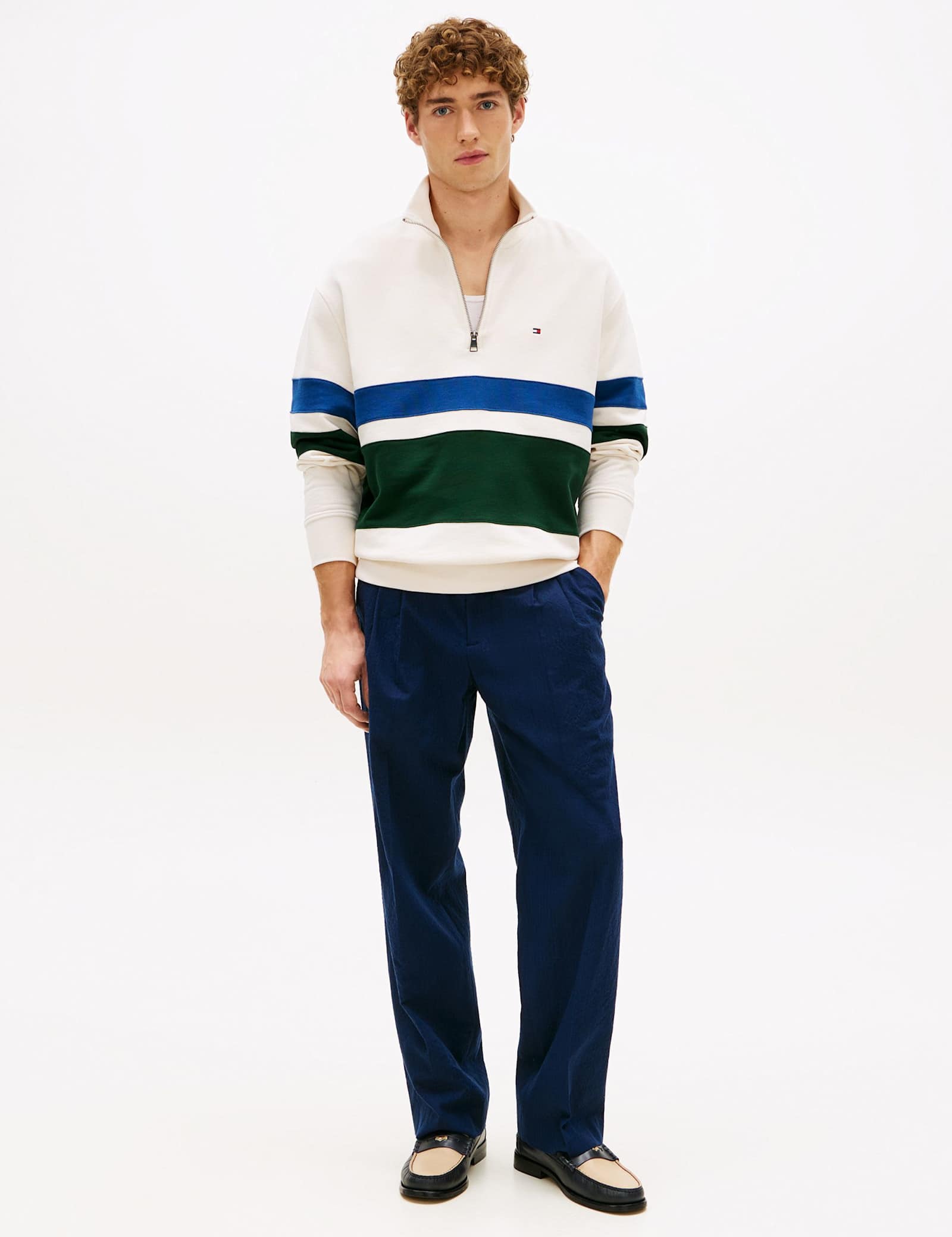 Pure Cotton Stripe Half Zip Sweatshirt - image 5