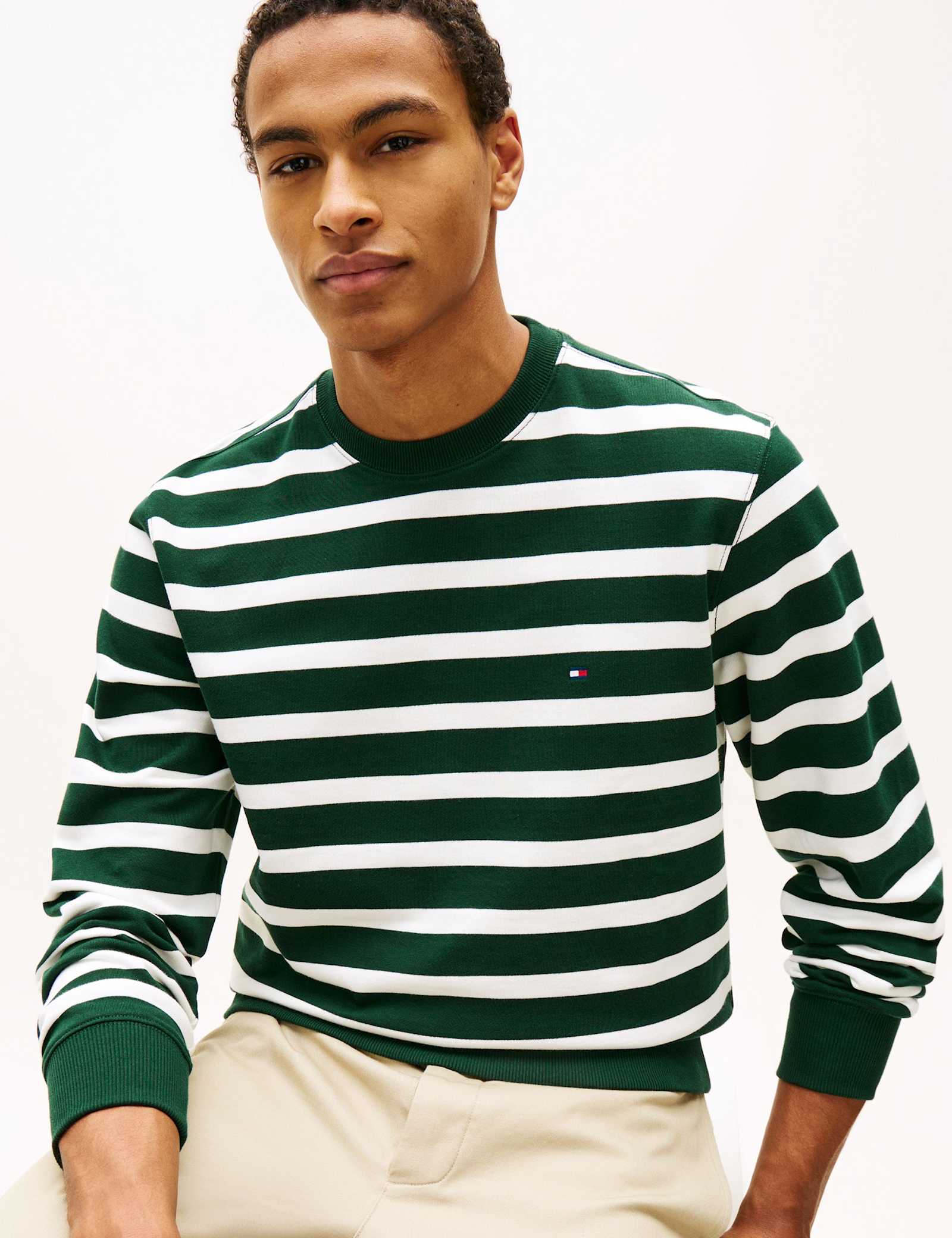 Pure Cotton Striped Crew Neck Sweatshirt - image 3