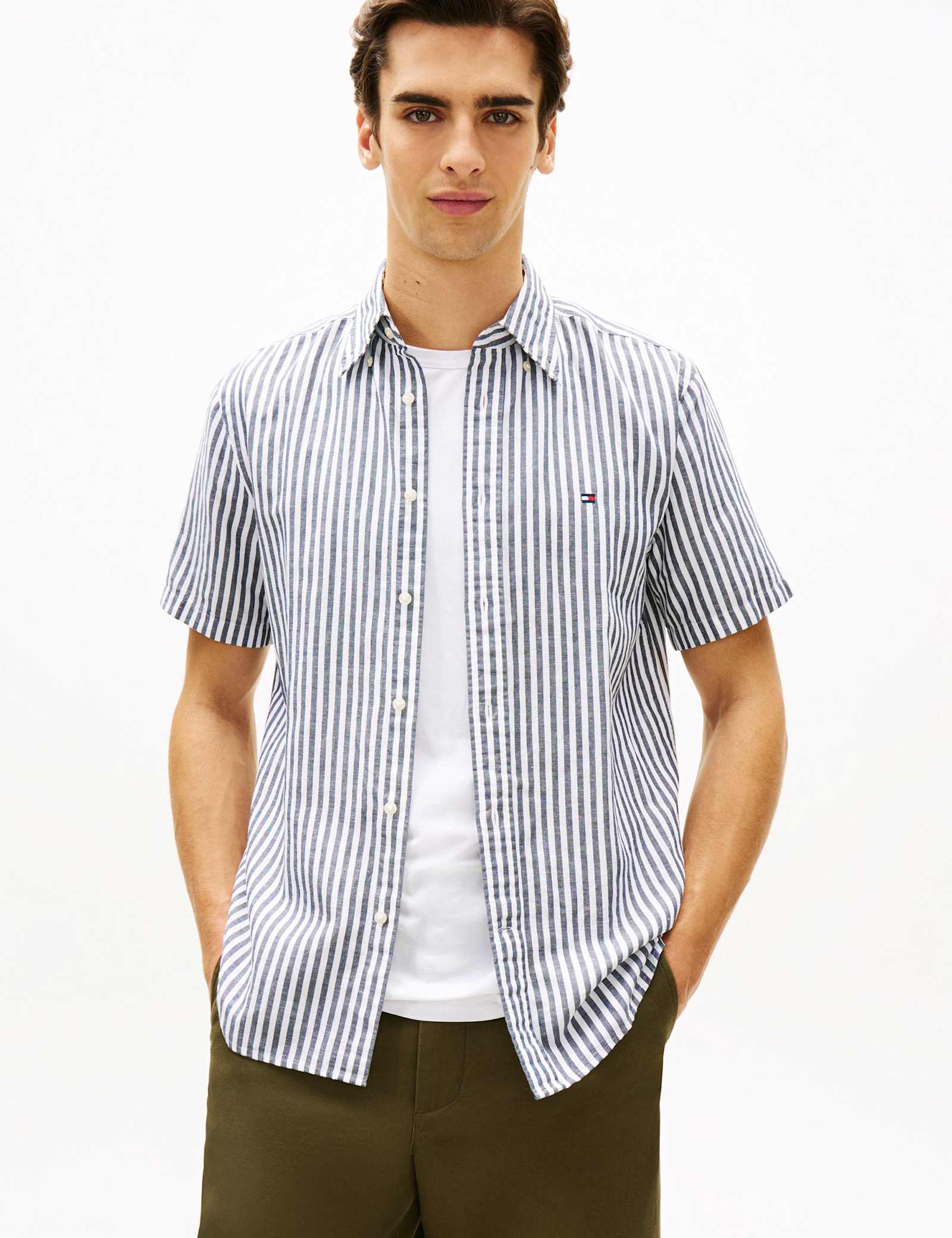 Regular Fit Linen Blend Striped Shirt - image 2