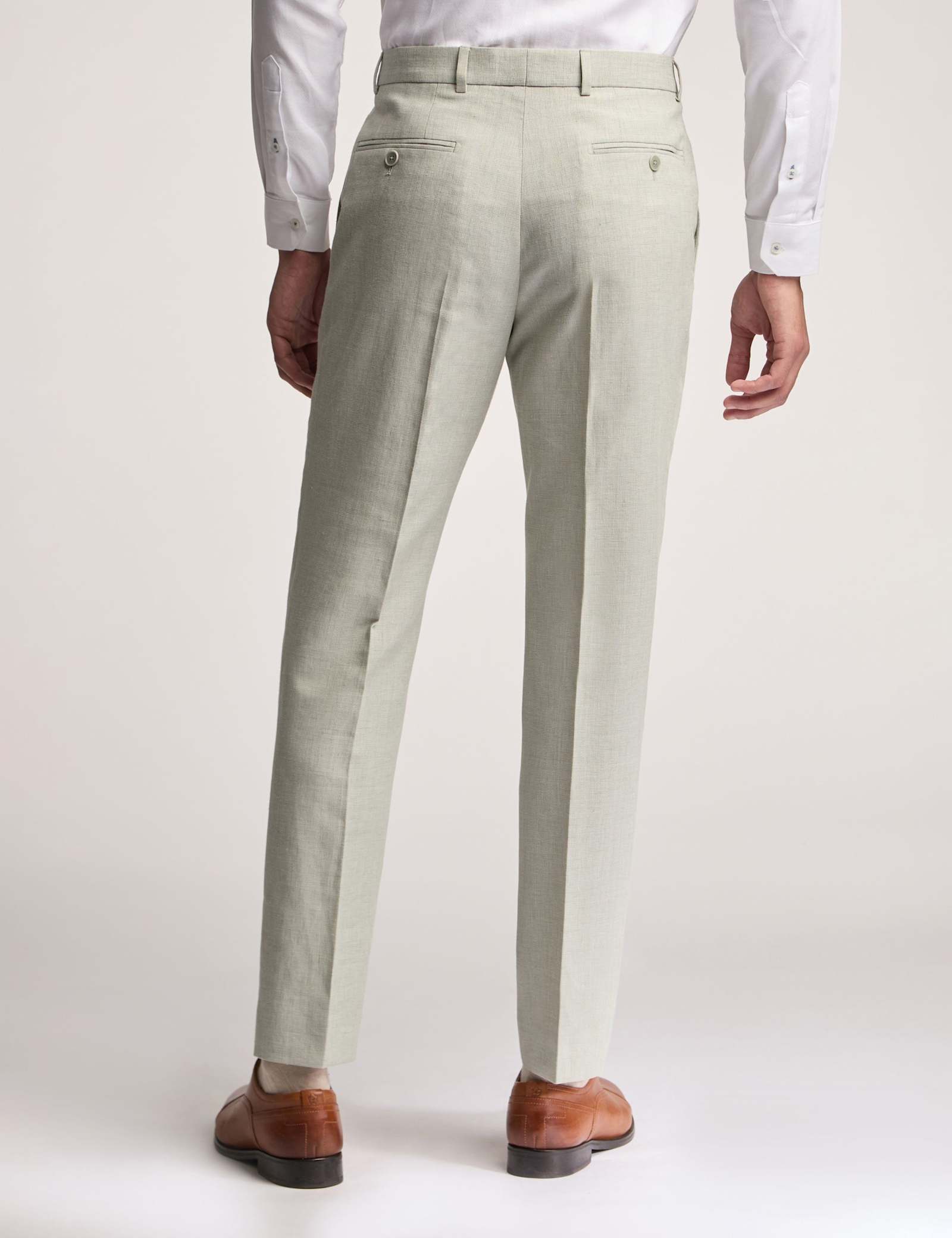 Slim Fit Linen Blend Flat Front Trousers - image 4