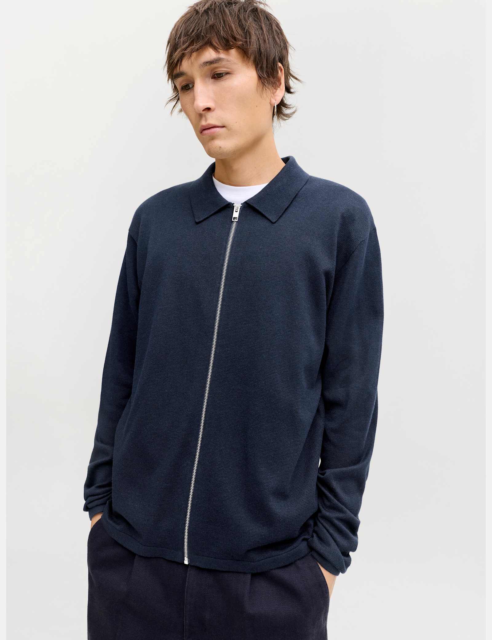 Cotton Blend Zip Up Cardigan - image 5