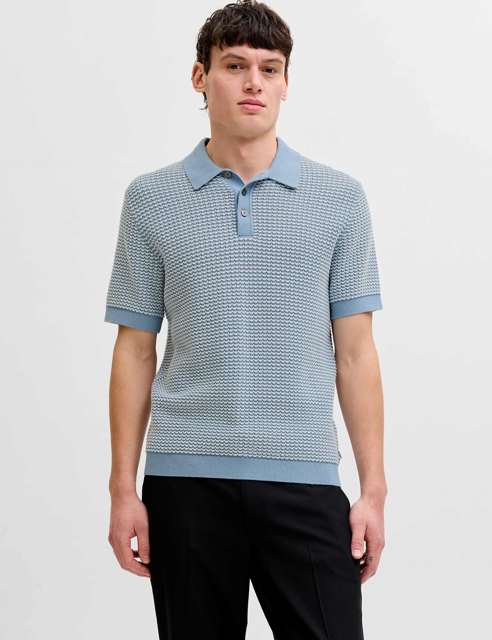 Pure Cotton Textured Knitted Polo Shirt - image 1