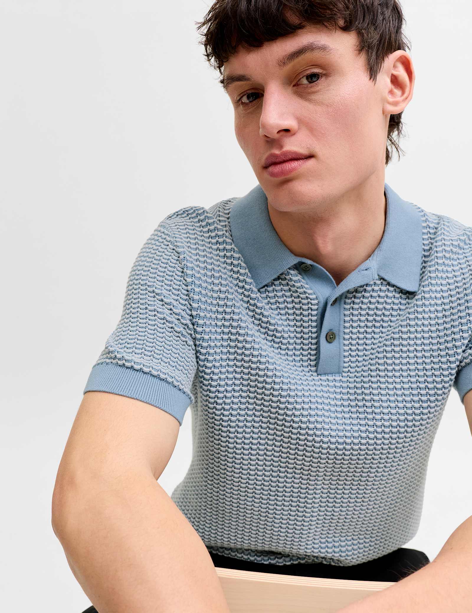 Pure Cotton Textured Knitted Polo Shirt - image 5
