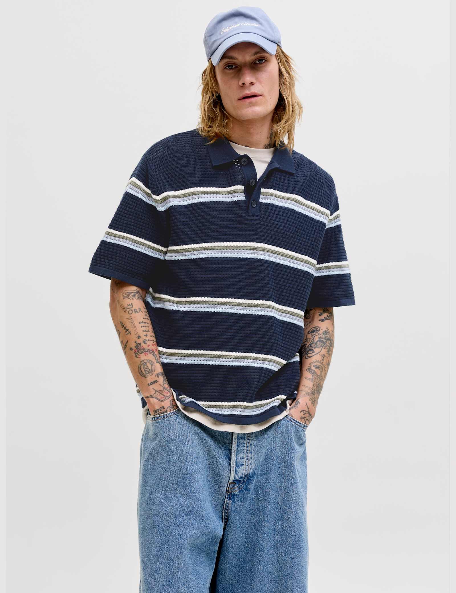 Pure Cotton Striped Knitted Polo Shirt - image 2