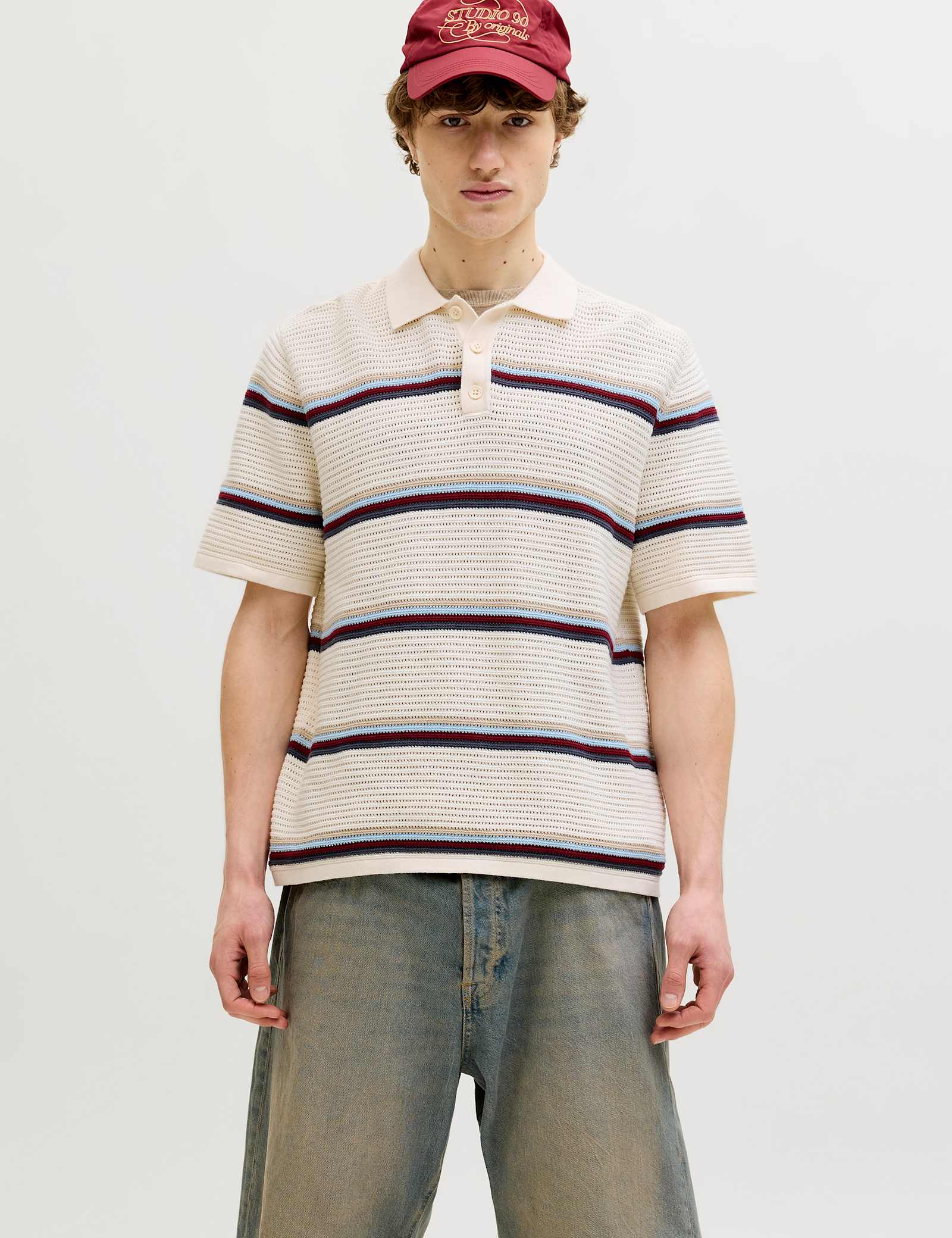 Pure Cotton Striped Knitted Polo Shirt - image 1