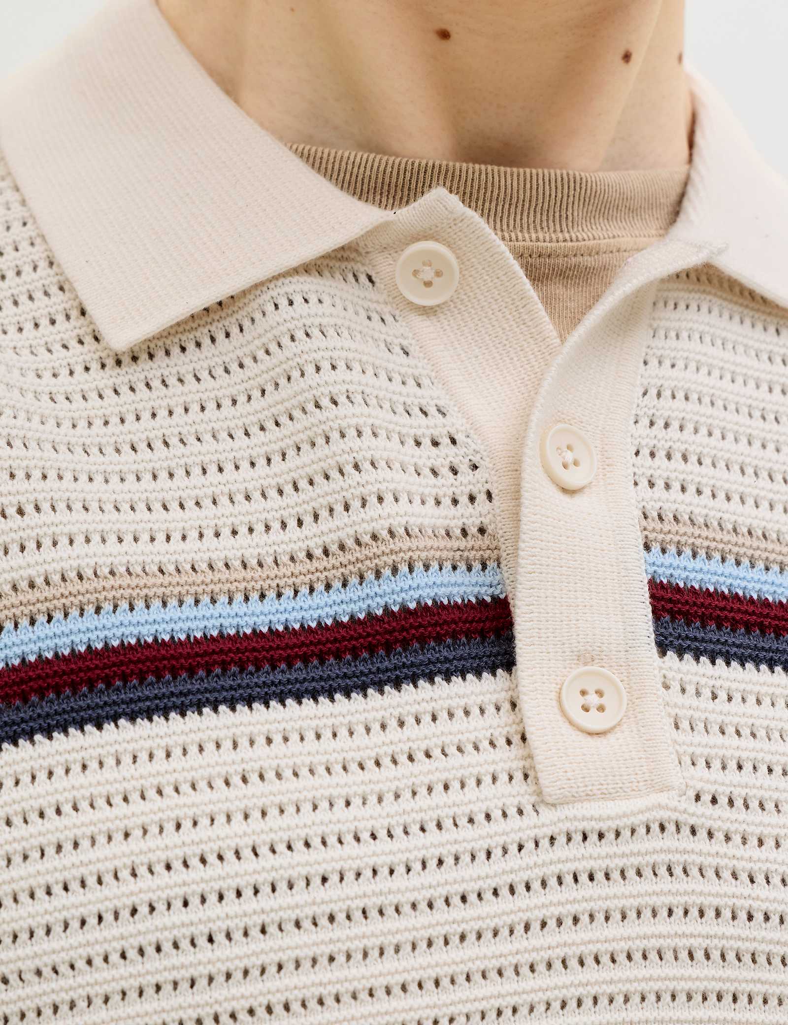 Pure Cotton Striped Knitted Polo Shirt - image 5