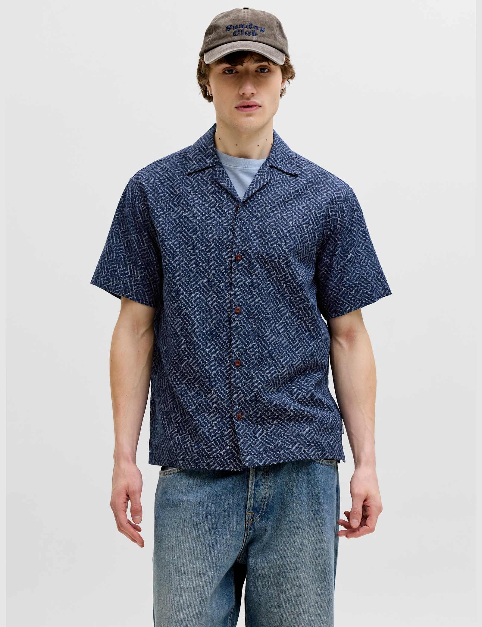 Relaxed Fit Pure Cotton Geometric Short Sleeve Shirt - image 1