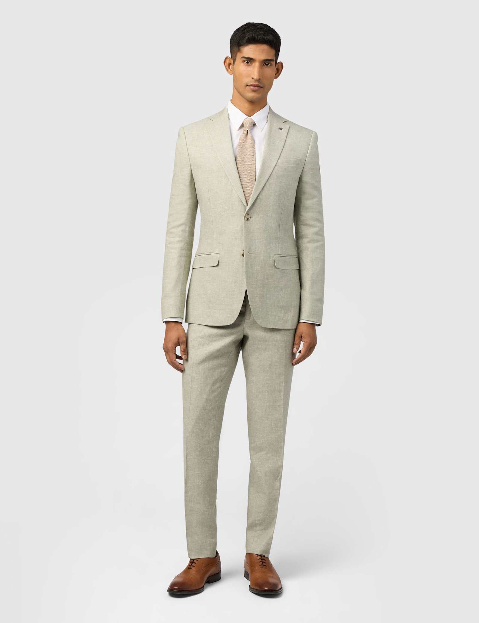 Slim Fit Linen Rich Single Breasted Suit Jacket - image 5