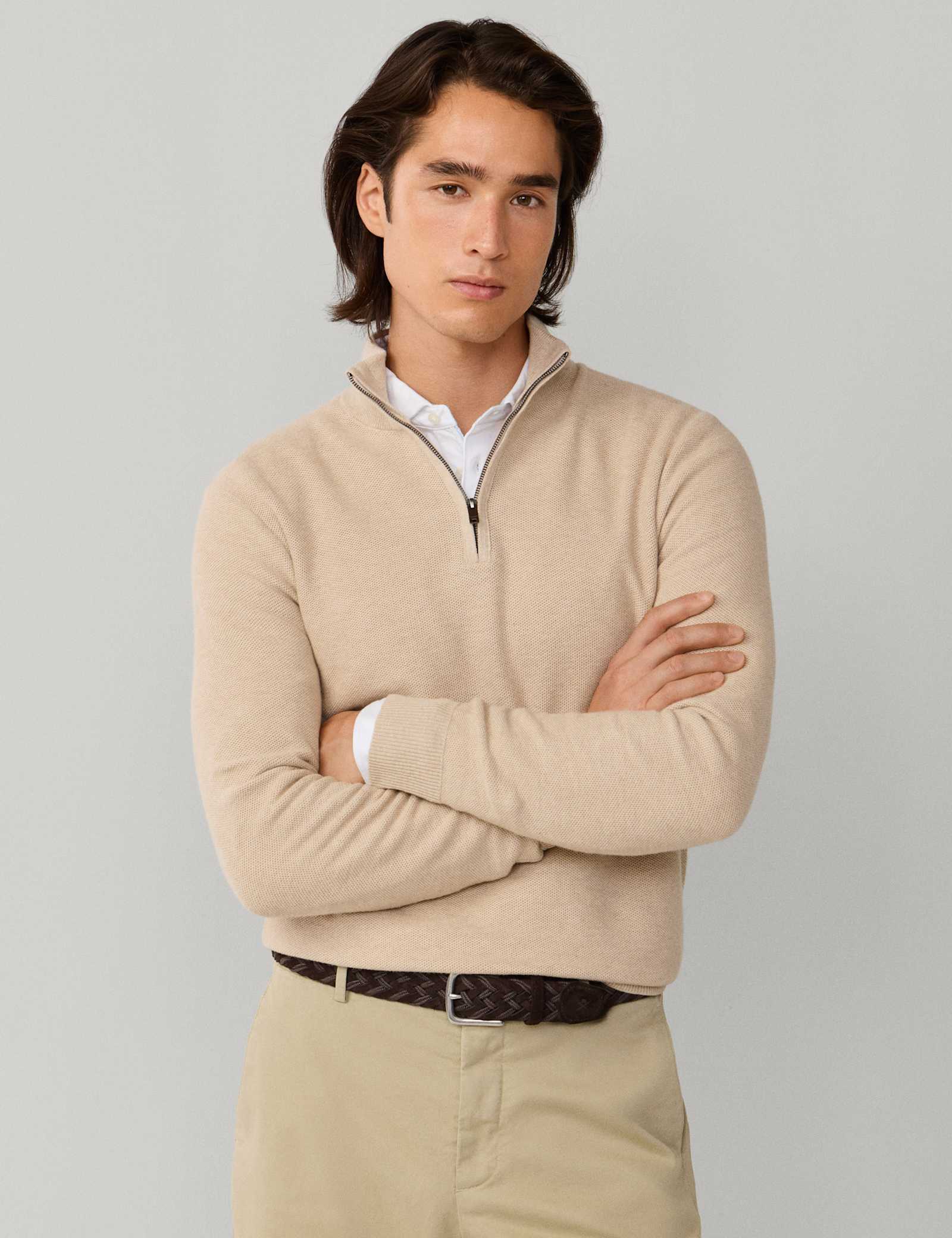 Cotton Rich Half Zip Funnel Neck Sweatshirt - image 2
