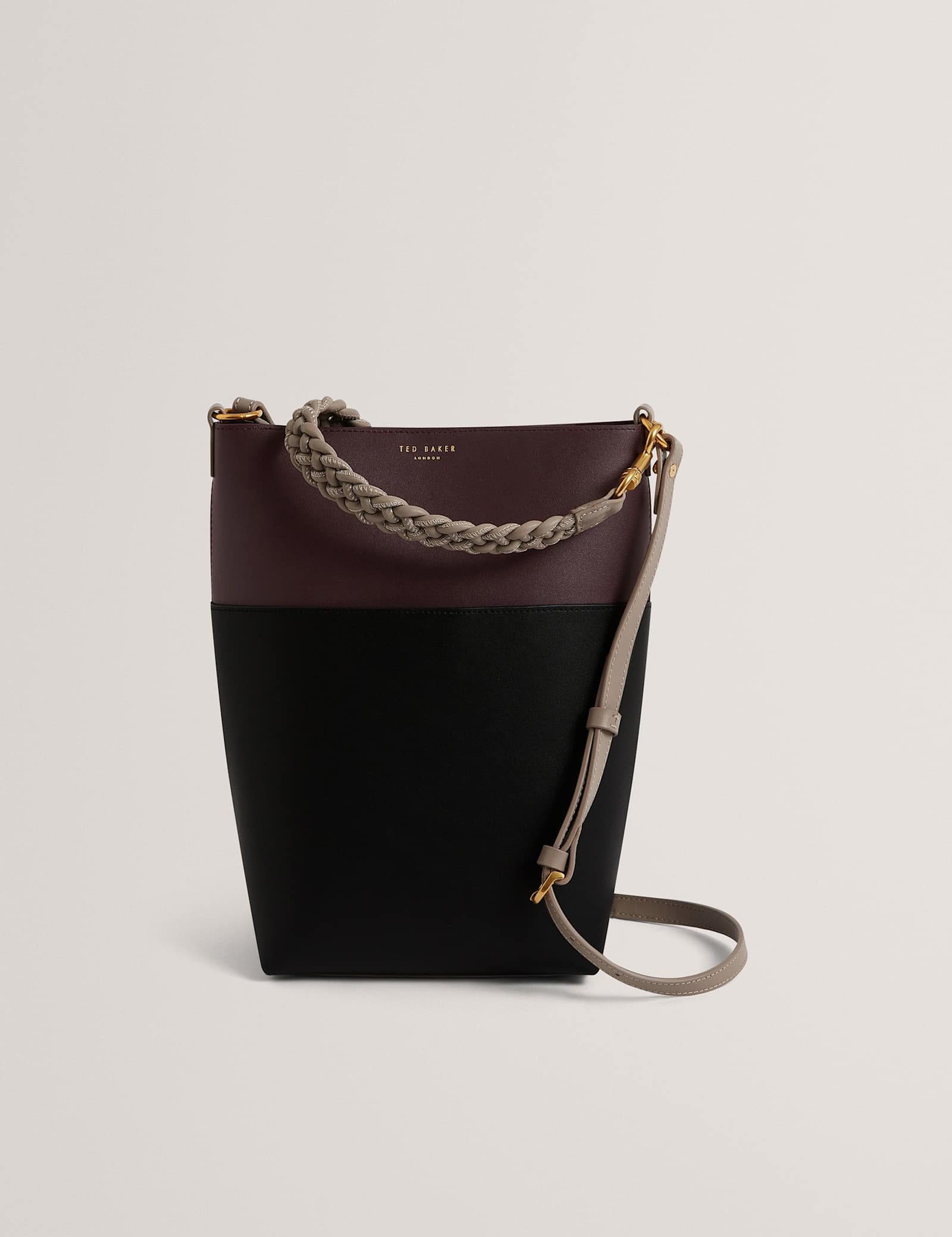 Leather Braided Handle Bucket Bag - image 1