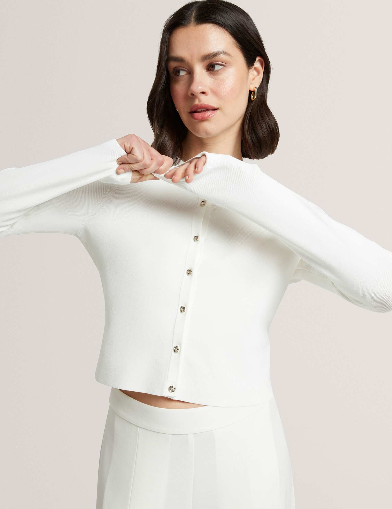 Cropped Crew Neck Cardigan - image 2
