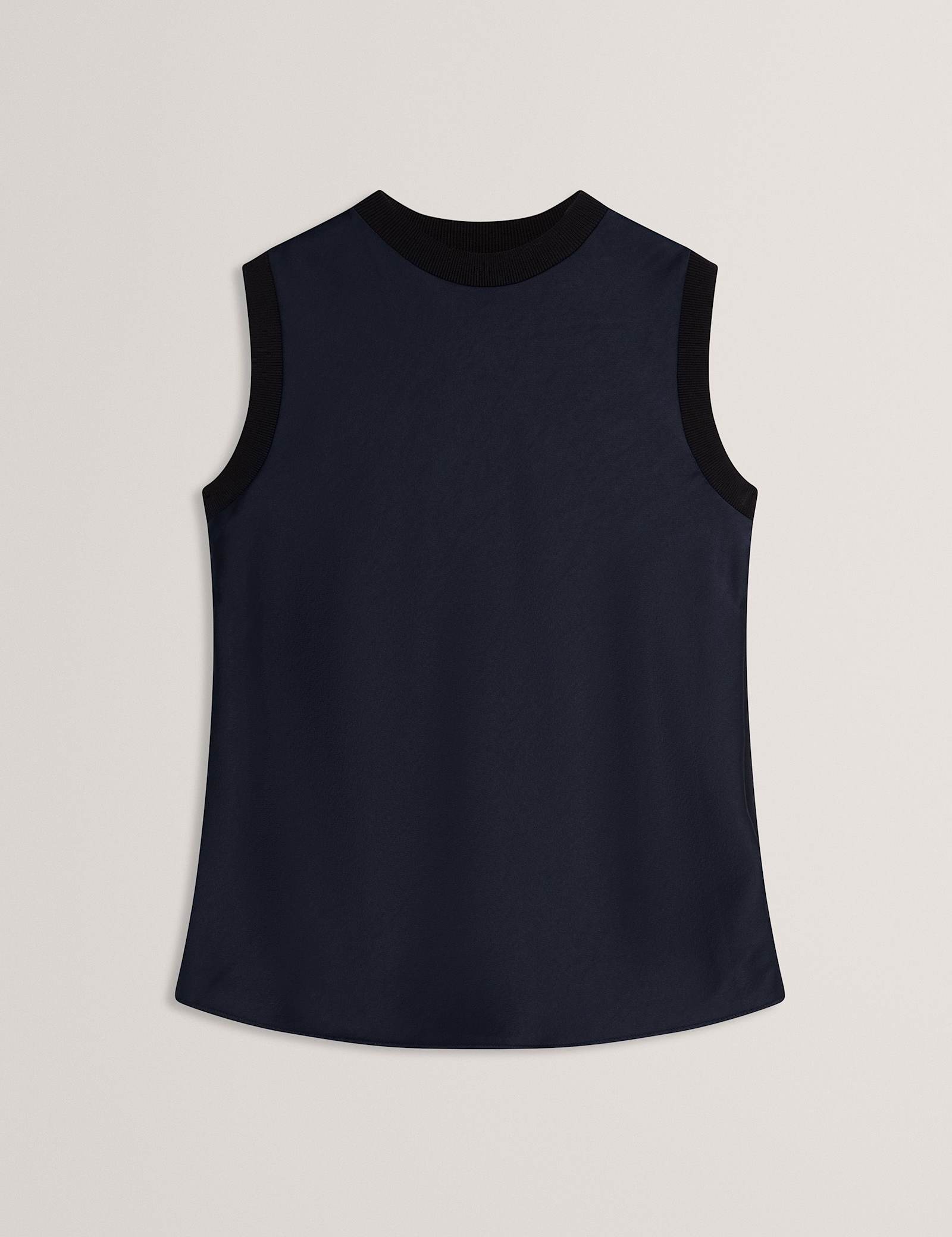 Satin Crew Neck Rib Detail Vest Top - image 1