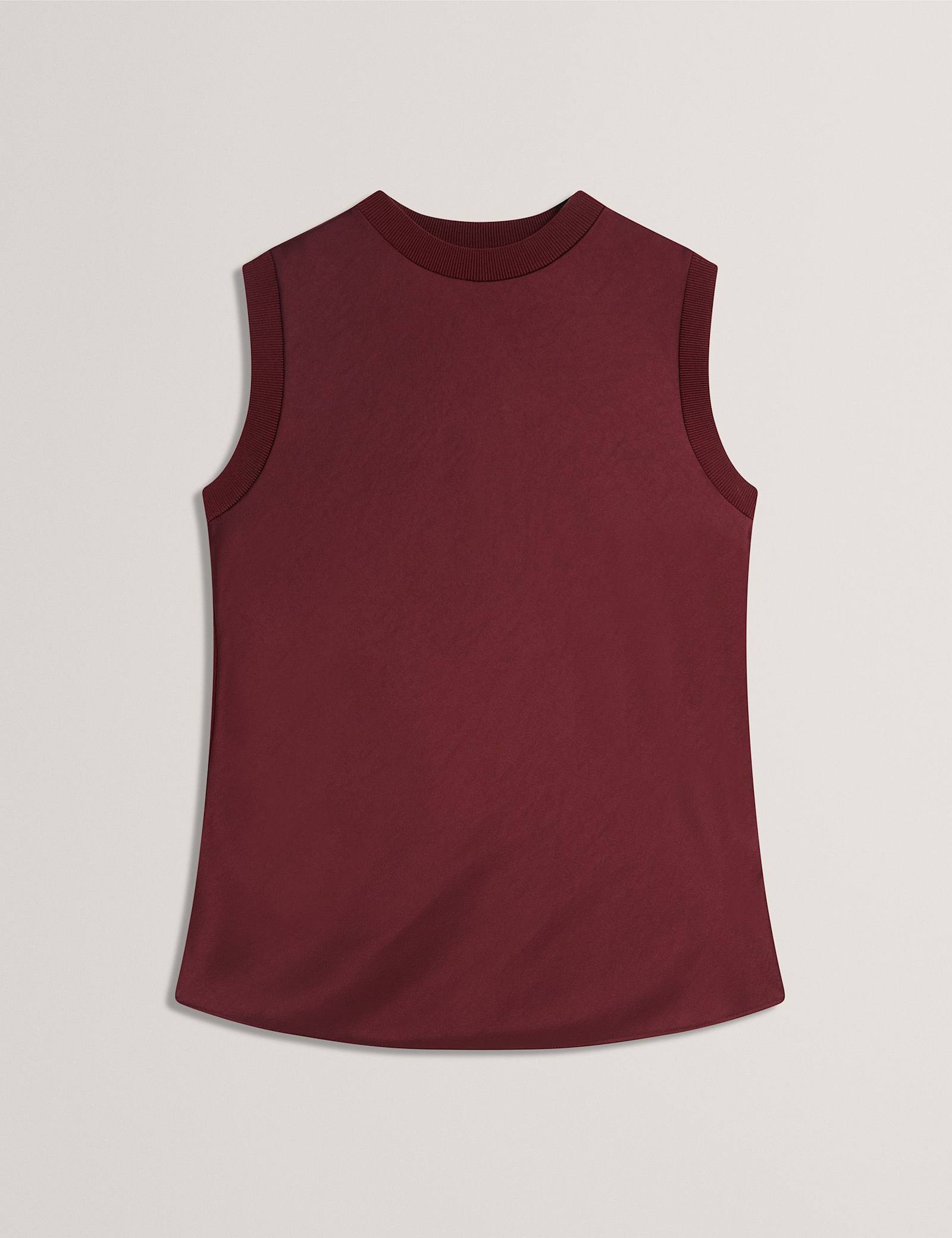 Satin Crew Neck Rib Detail Vest Top - image 2
