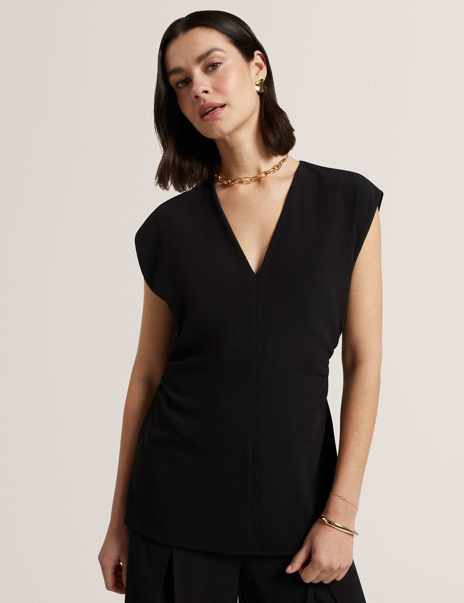 Ruched V-Neck Top - image 3