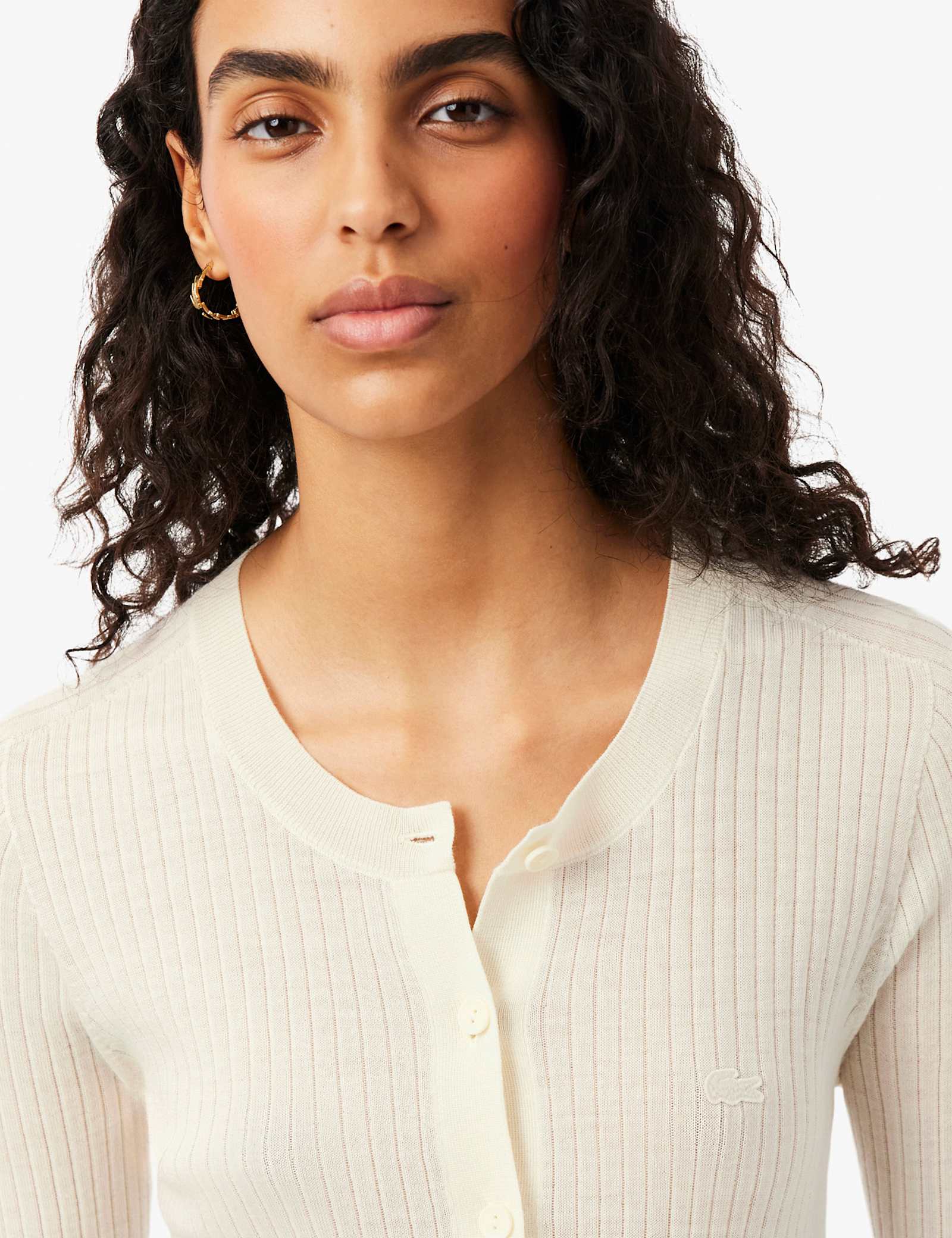 Pure Merino Wool Ribbed Round Neck Cardigan - image 2