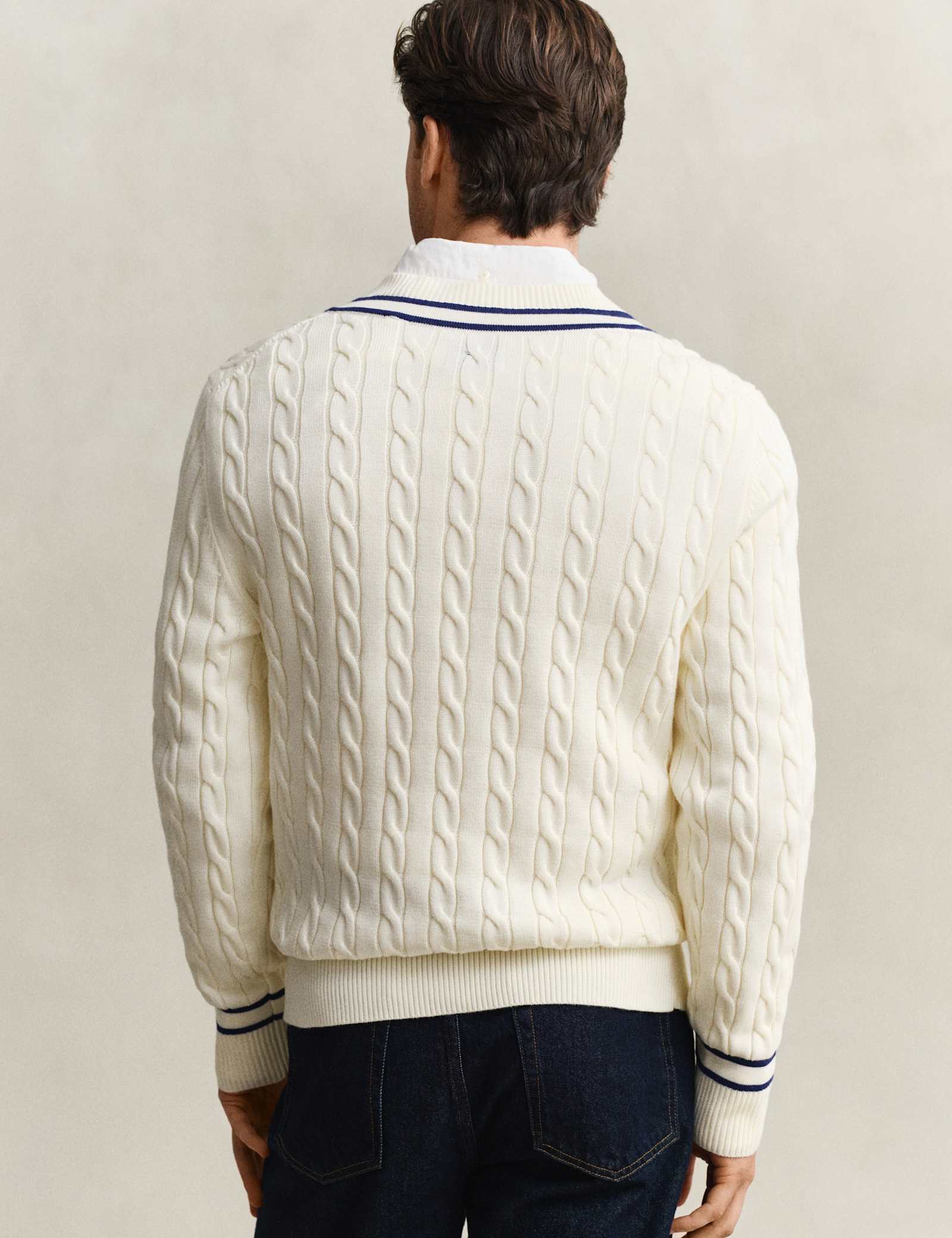 Pure Cotton Cable V-Neck Jumper - image 4