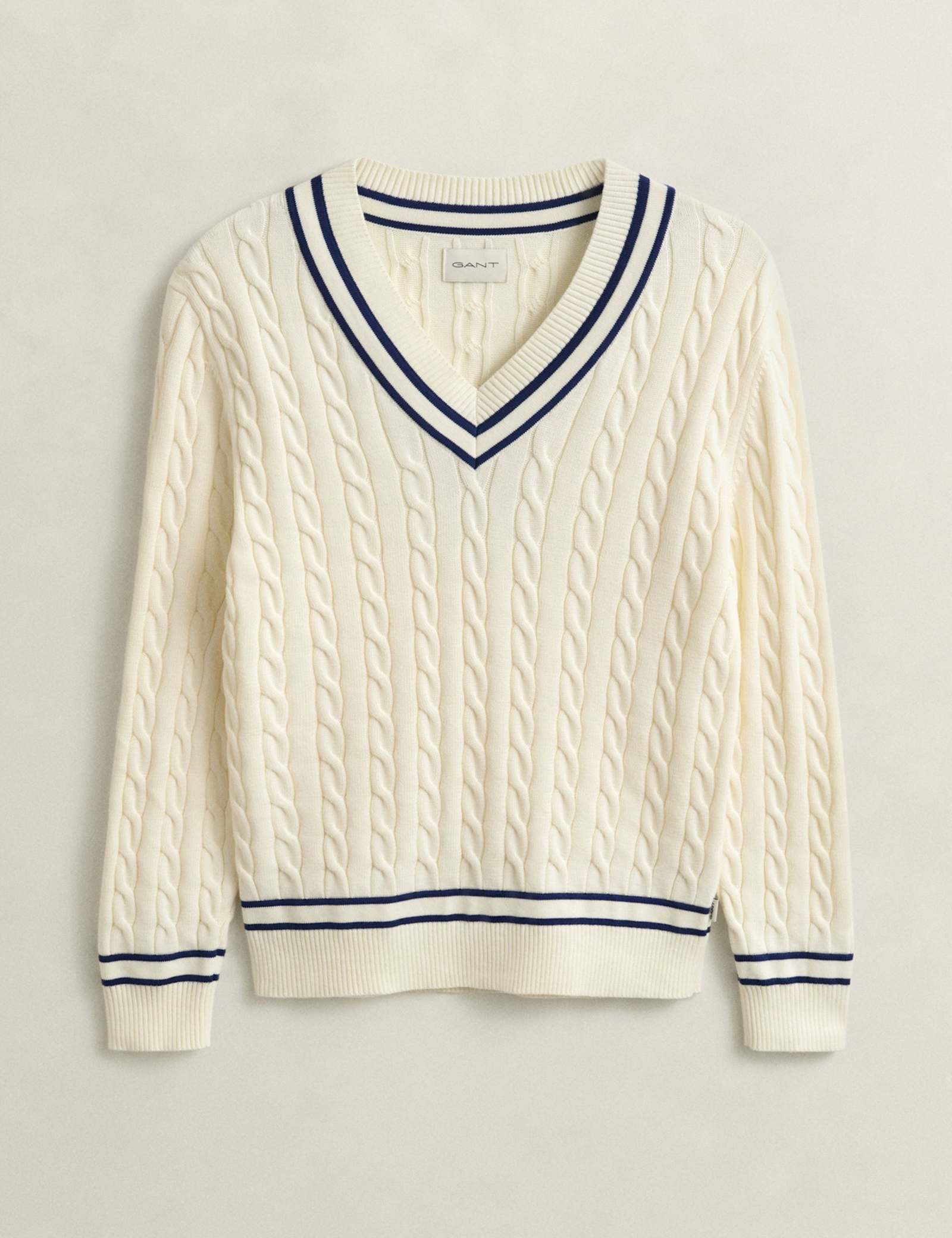 Pure Cotton Cable V-Neck Jumper - image 1