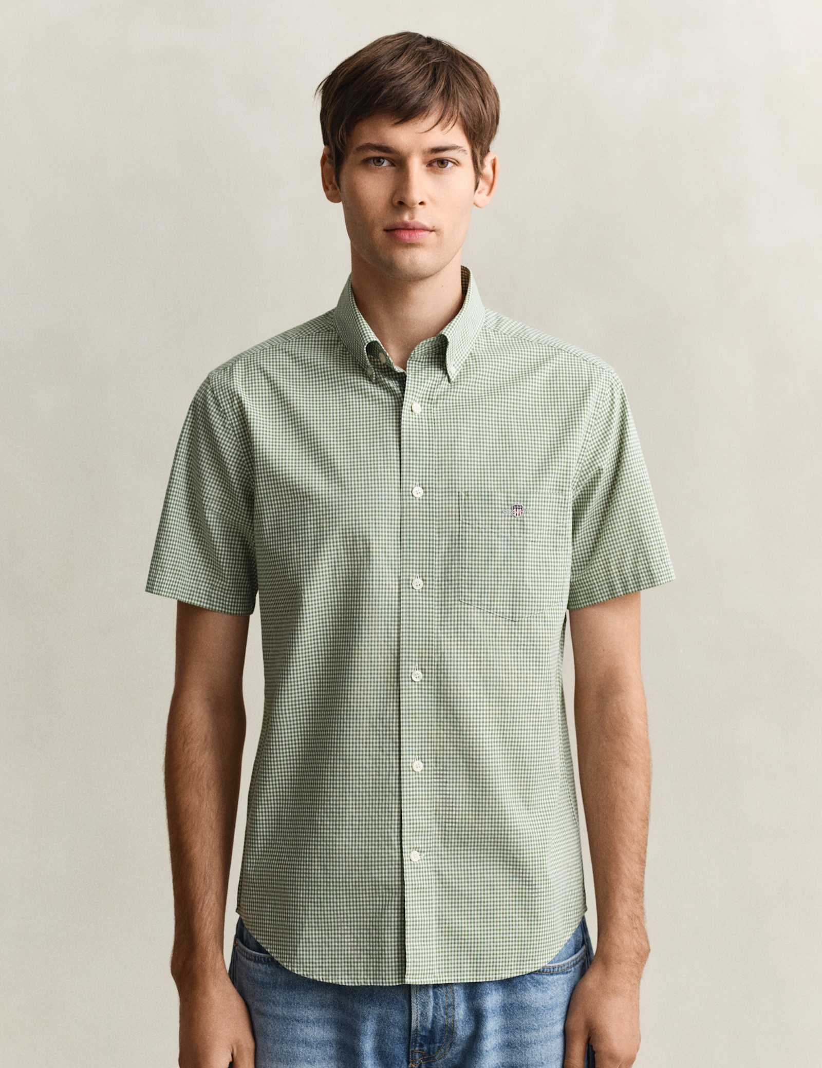 Regular Fit Pure Cotton Gingham Oxford Shirt - image 4
