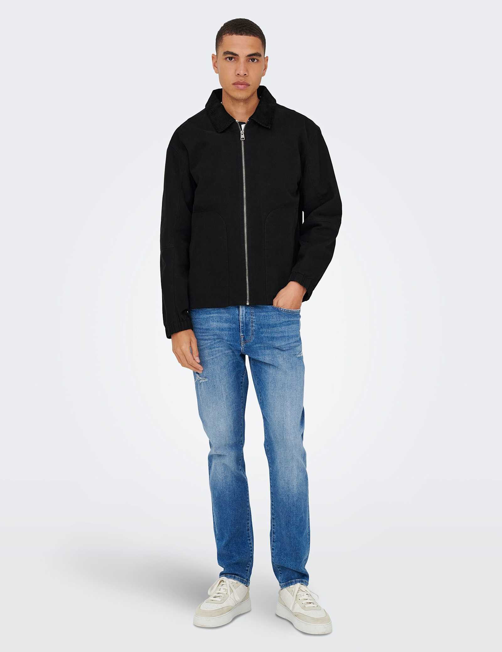 Pure Cotton Corduroy Collar Harrington Jacket - image 3