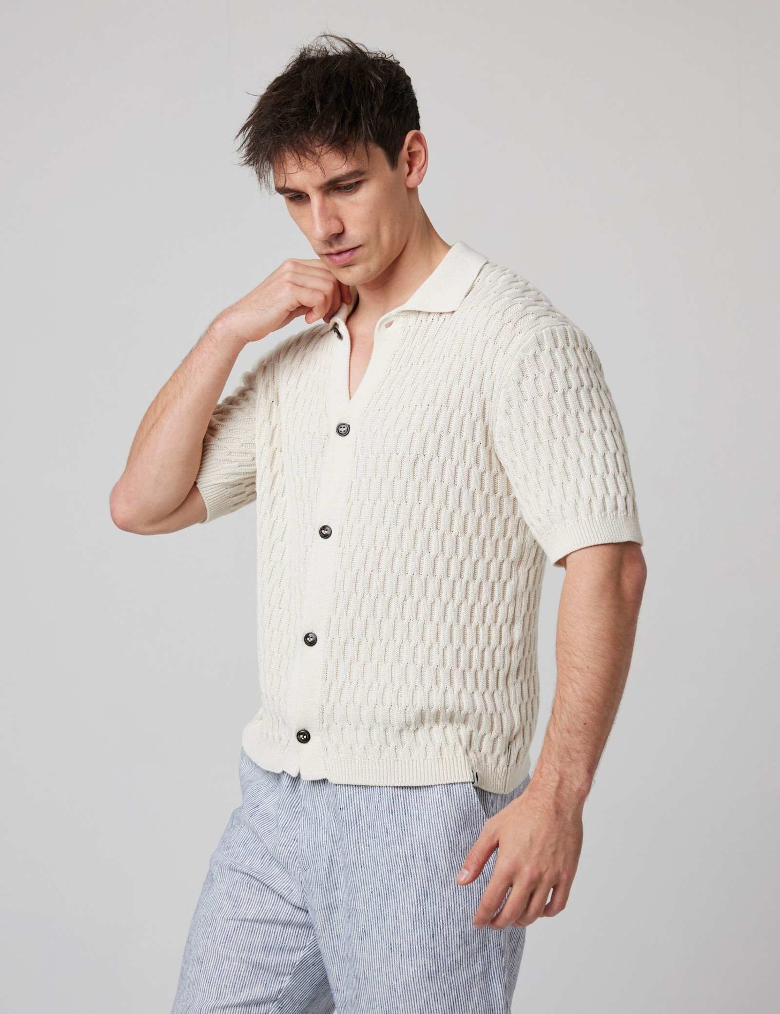 Pure Cotton Textured Knitted Shirt - image 1