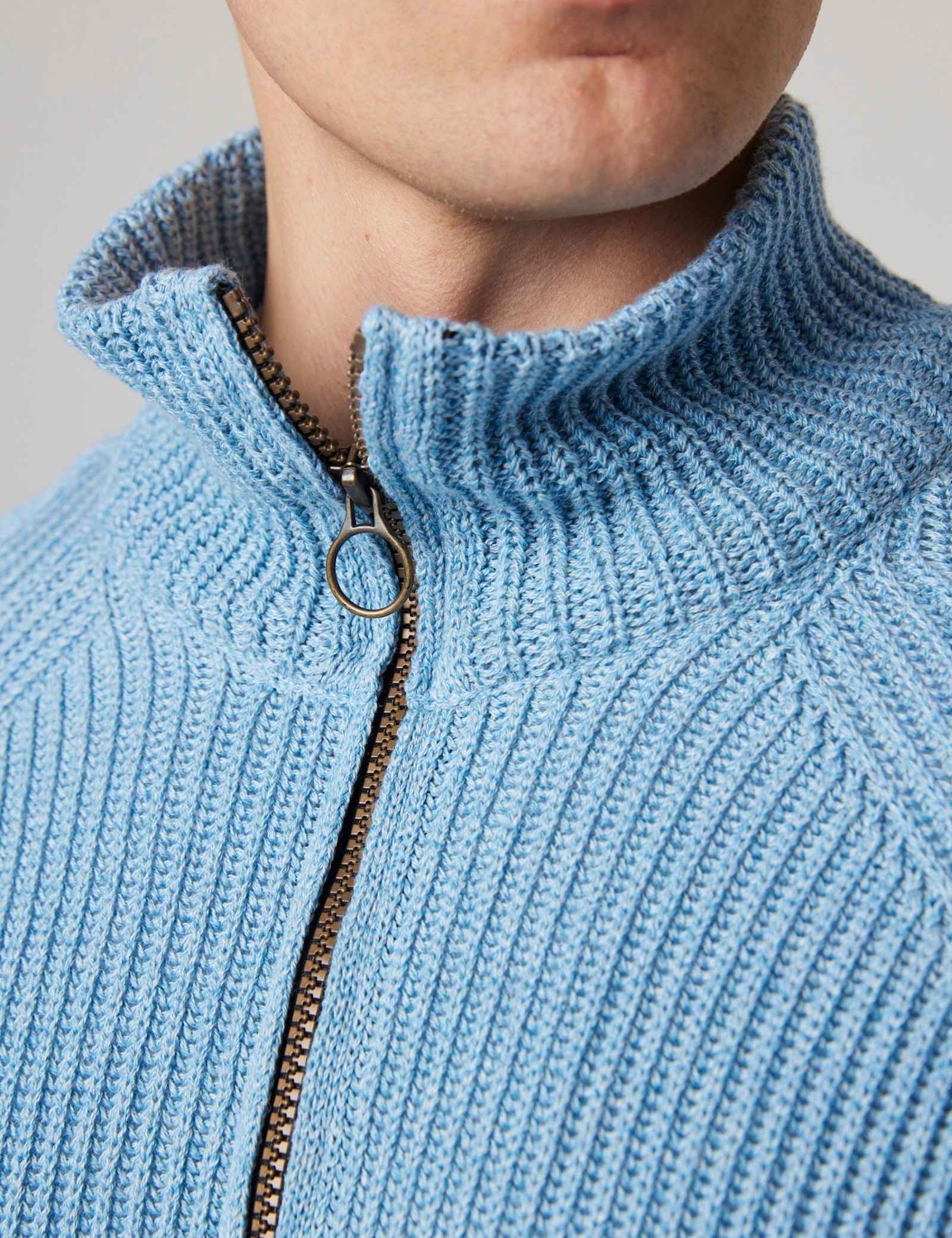 Pure Cotton Ribbed Quarter Zip Jumper - image 5