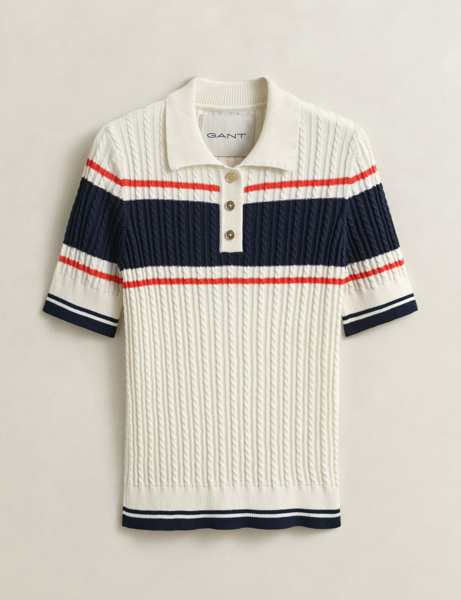 Pure Cotton Cable Knit Striped Knitted Top - image 3