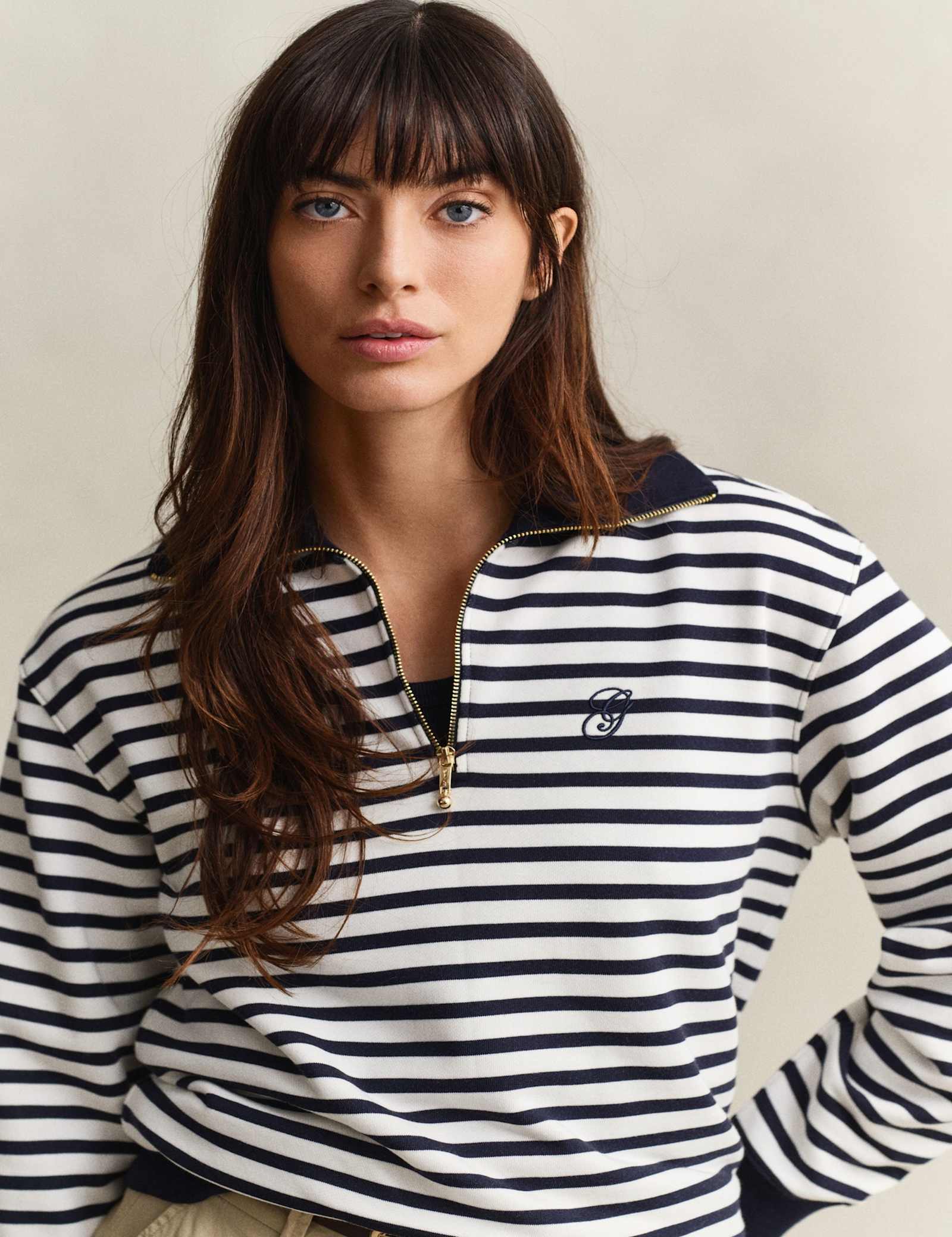 Pure Cotton Striped Half Zip Sweatshirt - image 5