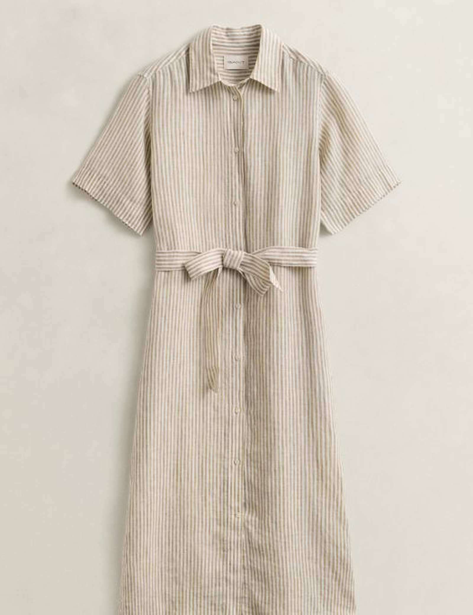 Pure Linen Striped Midi Shirt Dress - image 1