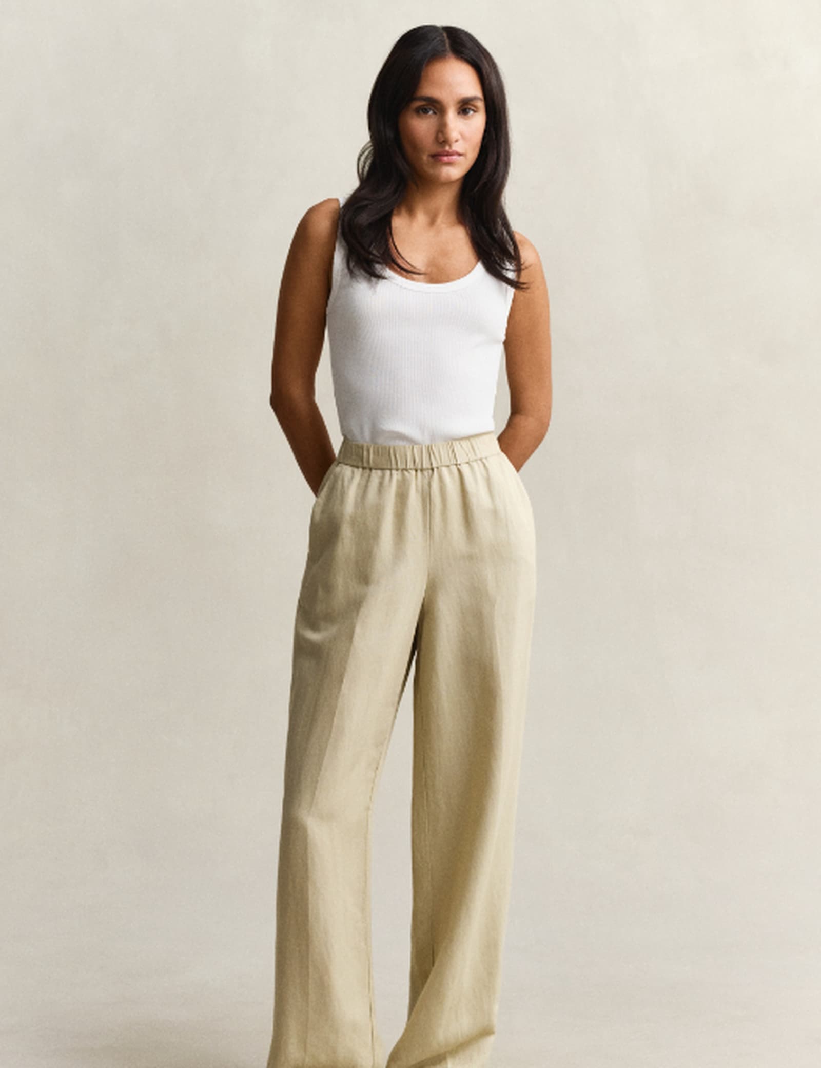 Linen Blend Wide Leg Trousers - image 4