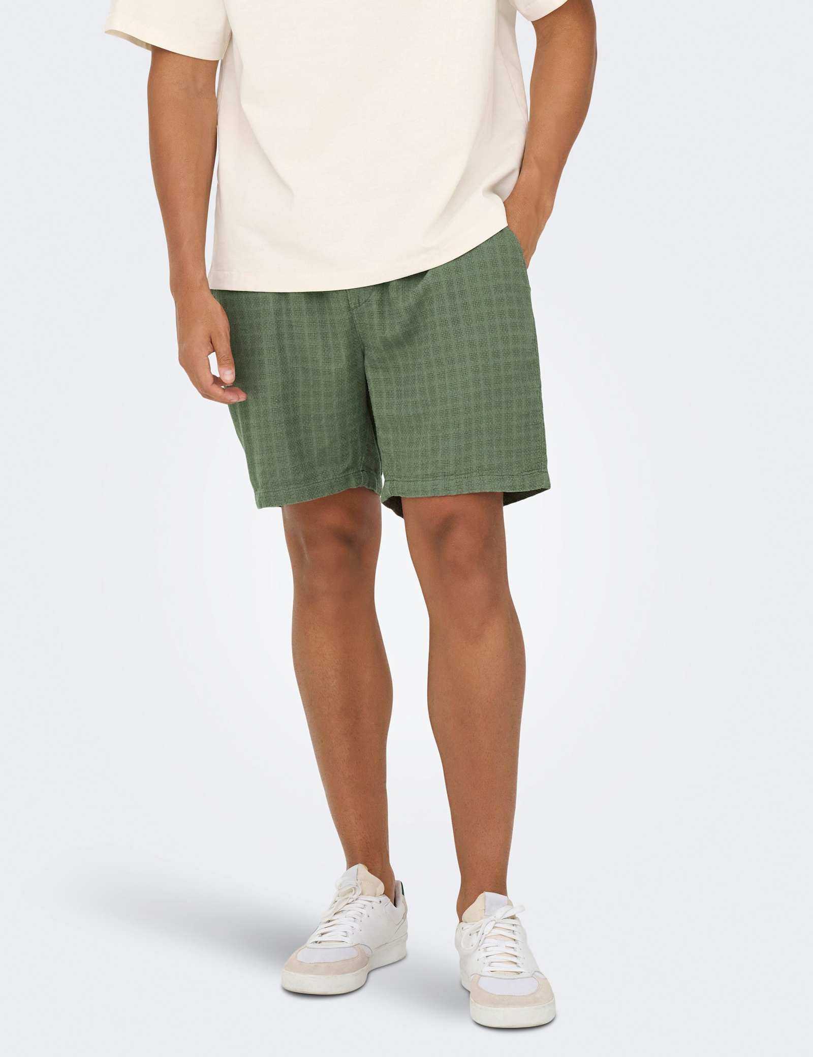 Latham Regular Fit Shorts with Linen - image 1