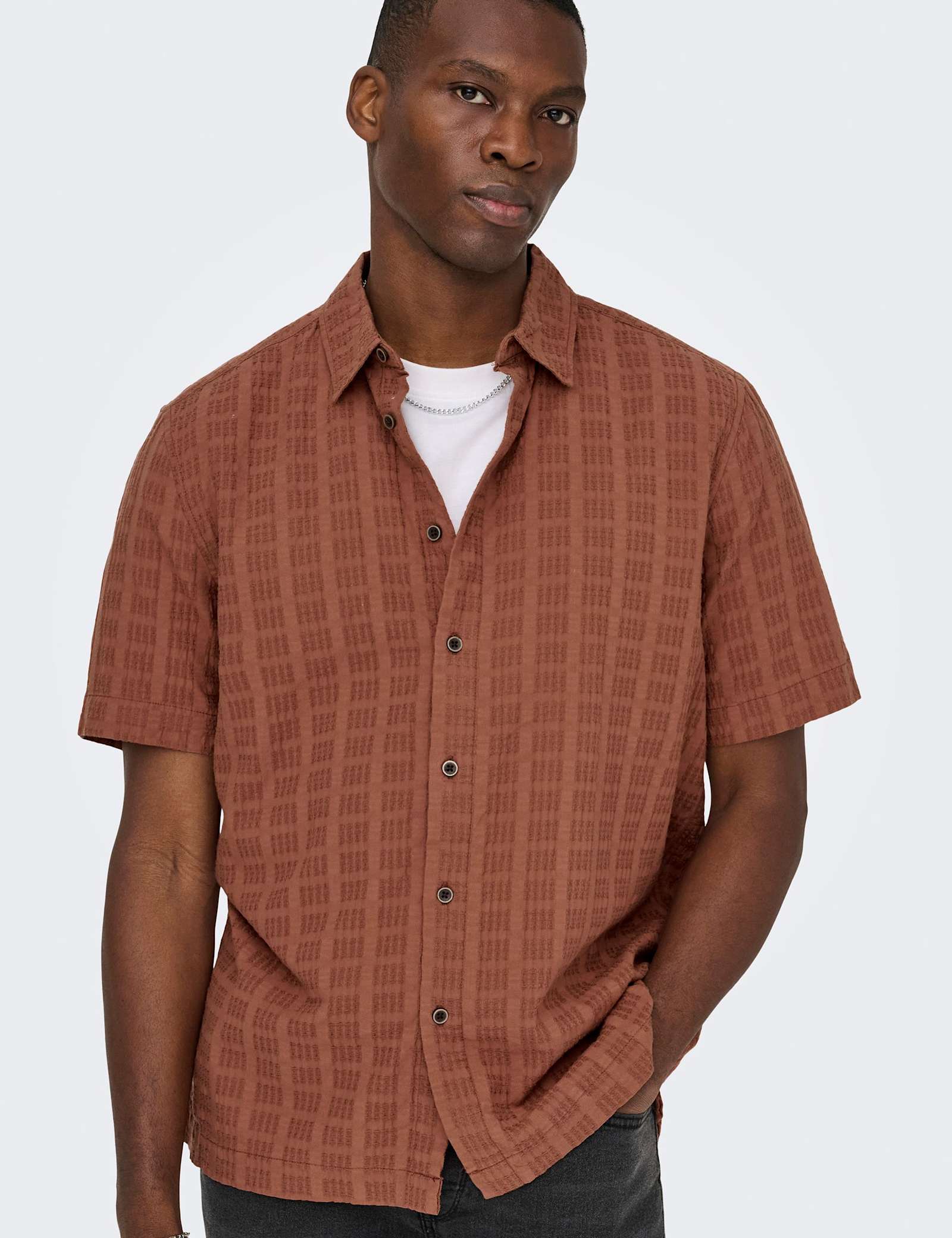 Regular Fit Textured Short Sleeve Shirt - image 3
