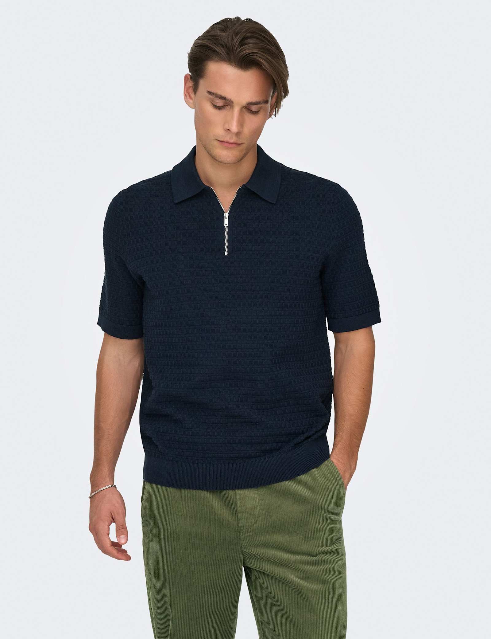 Pure Cotton Textured Knitted Polo Shirt - image 4