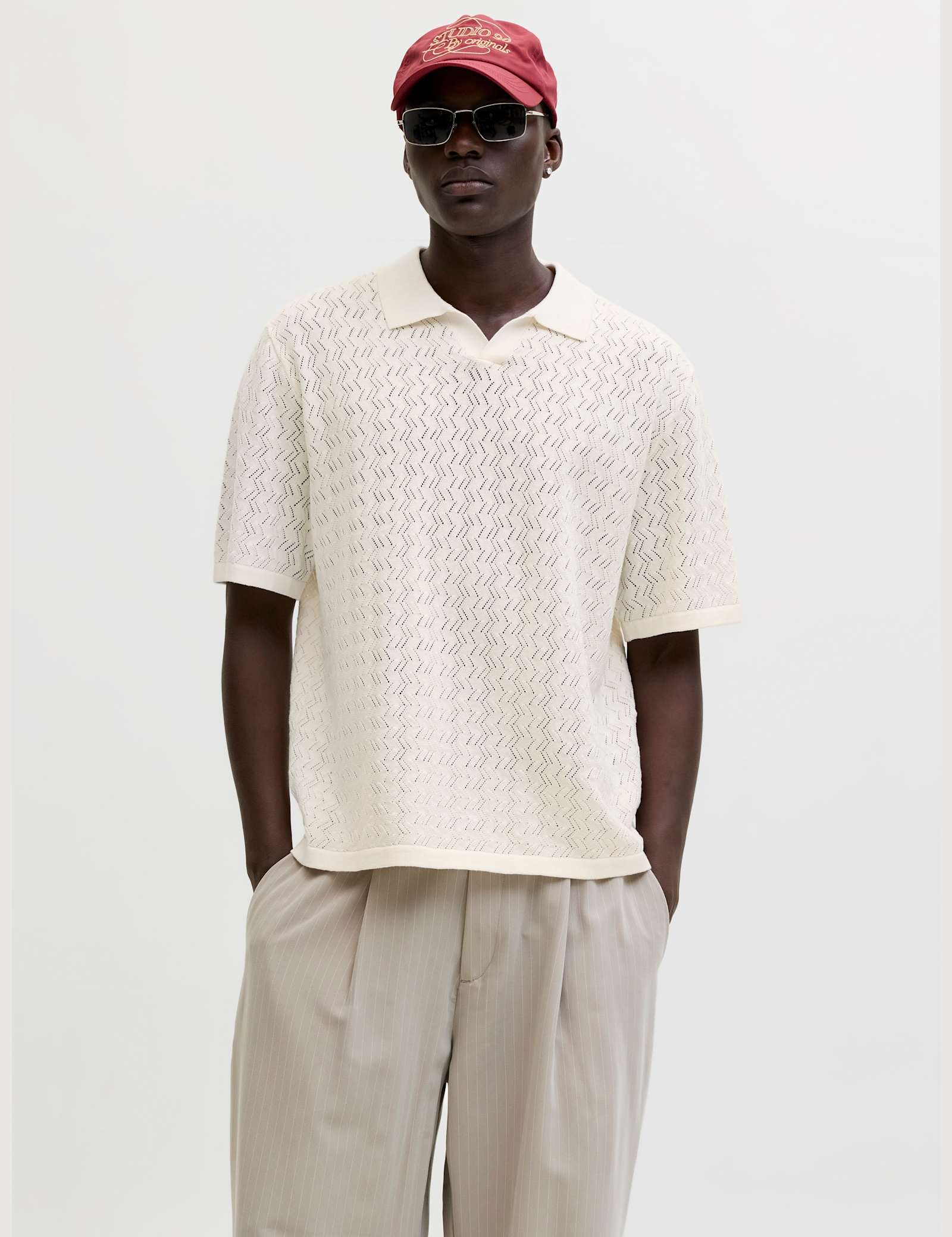 Cotton Blend Textured Polo Shirt - image 2