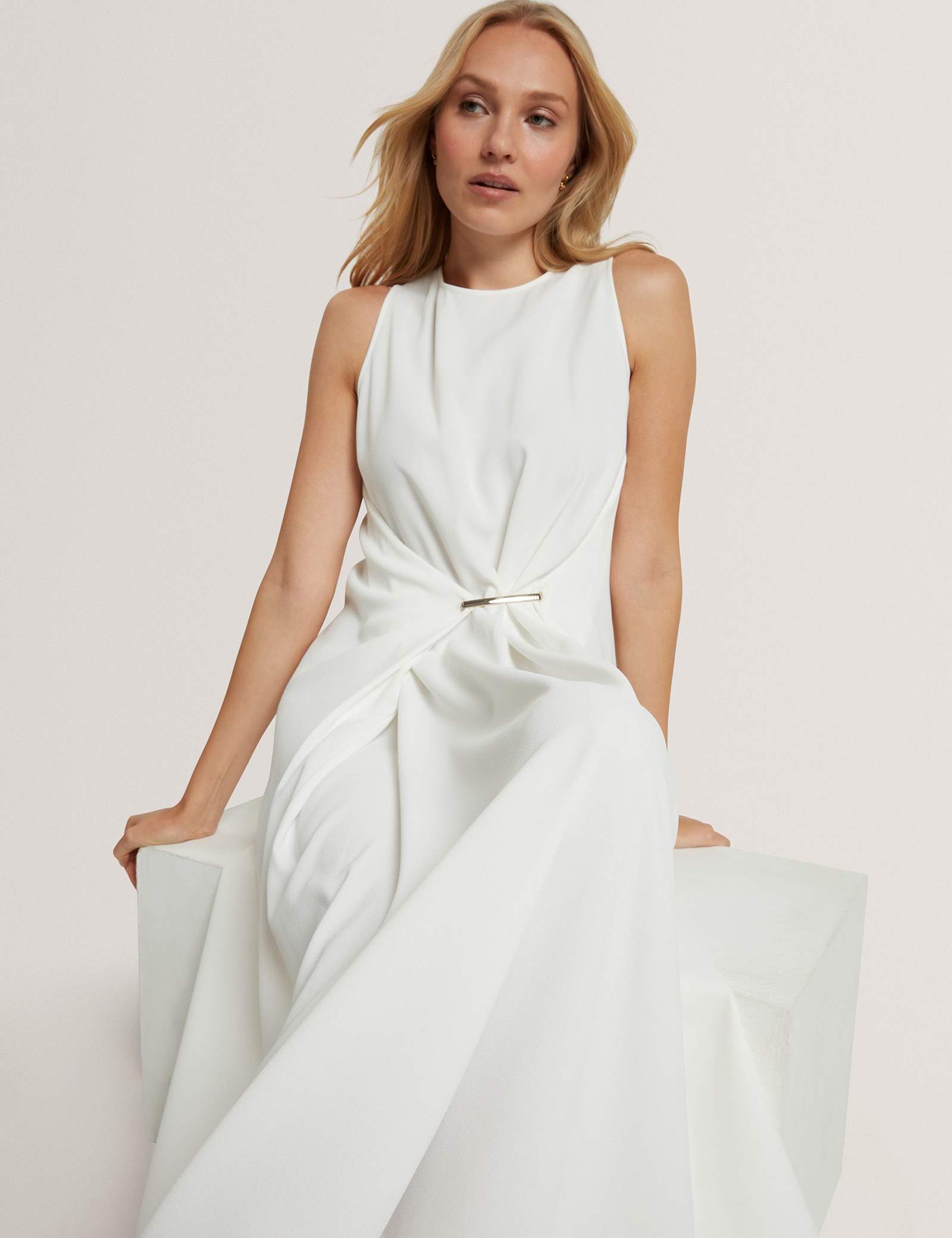High Neck Bar Detail Midi Dress - image 3