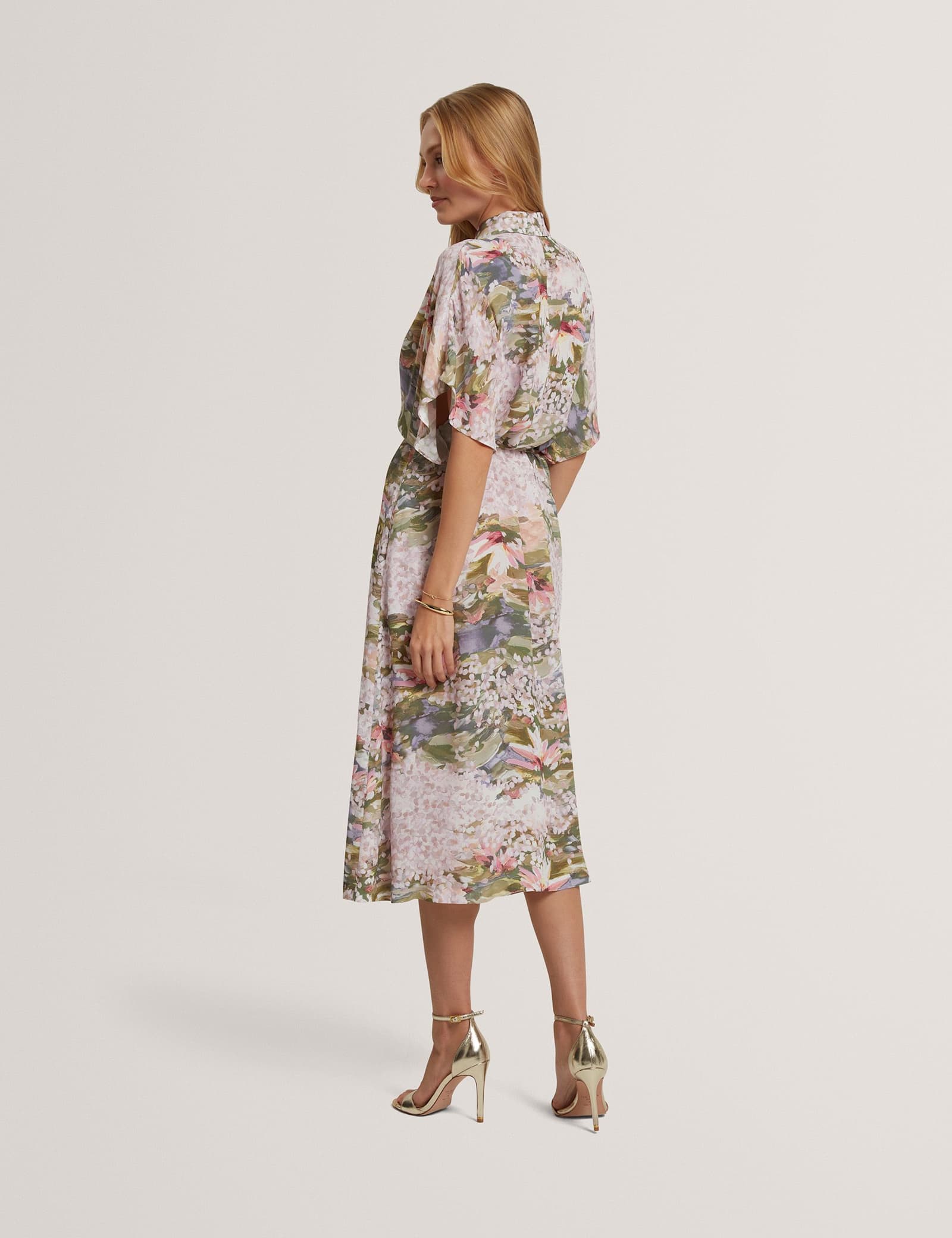 Floral Tie Waist Midi Shirt Dress - image 3