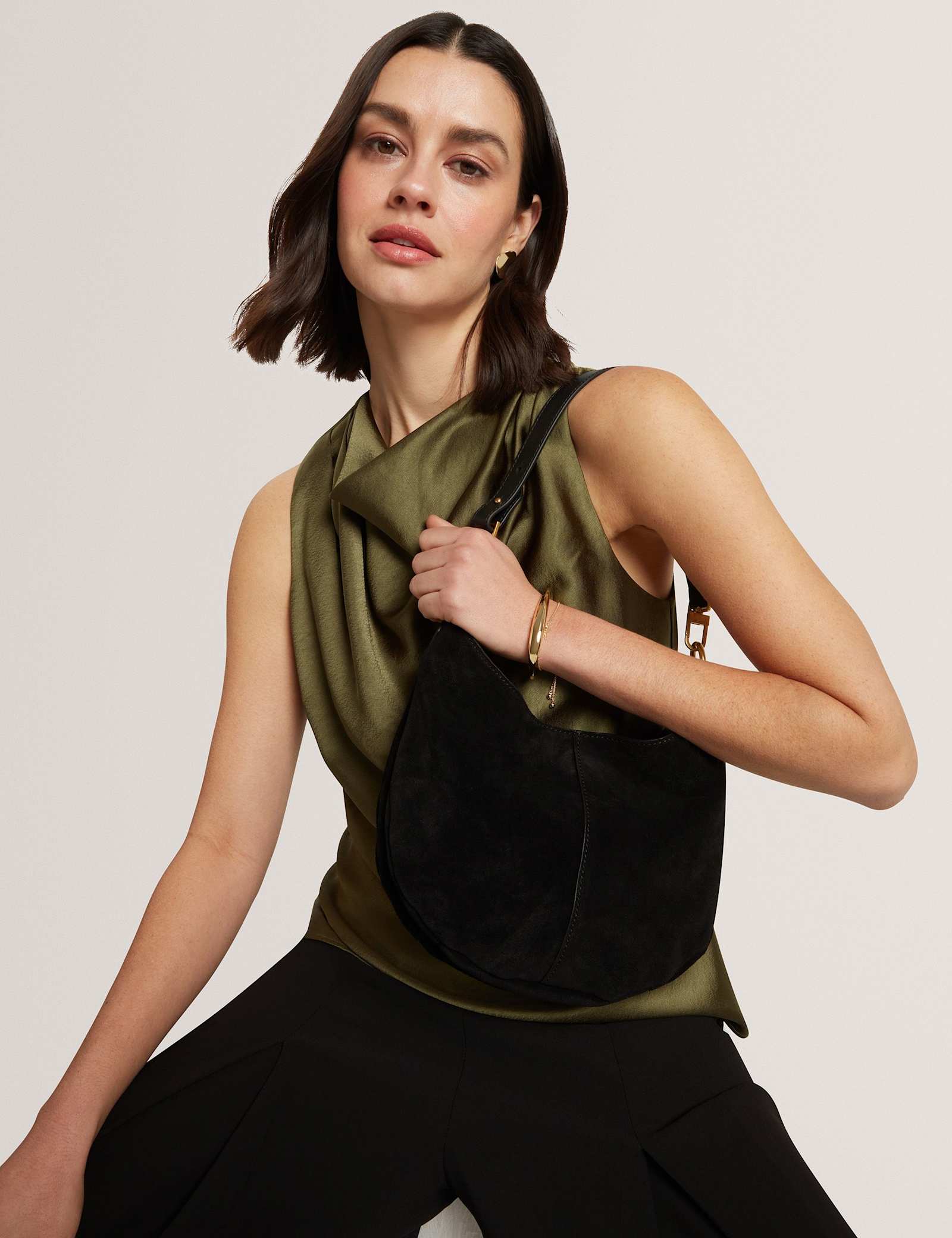 Leather Hardware Shoulder Clutch Bag - image 5