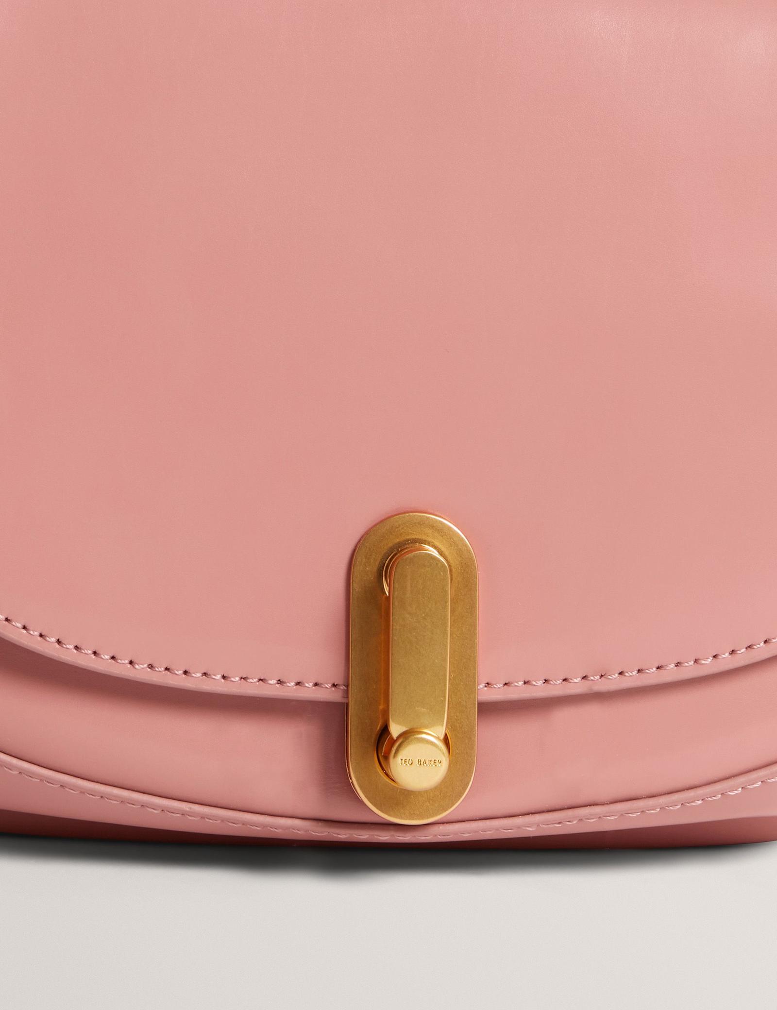 Leather Twist Lock Detail Shoulder Bag - image 4