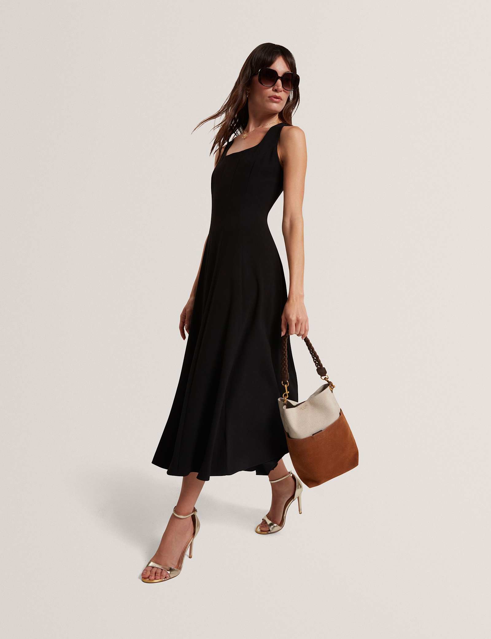 Suede Colour Block Braided Handle Bucket Bag - image 5