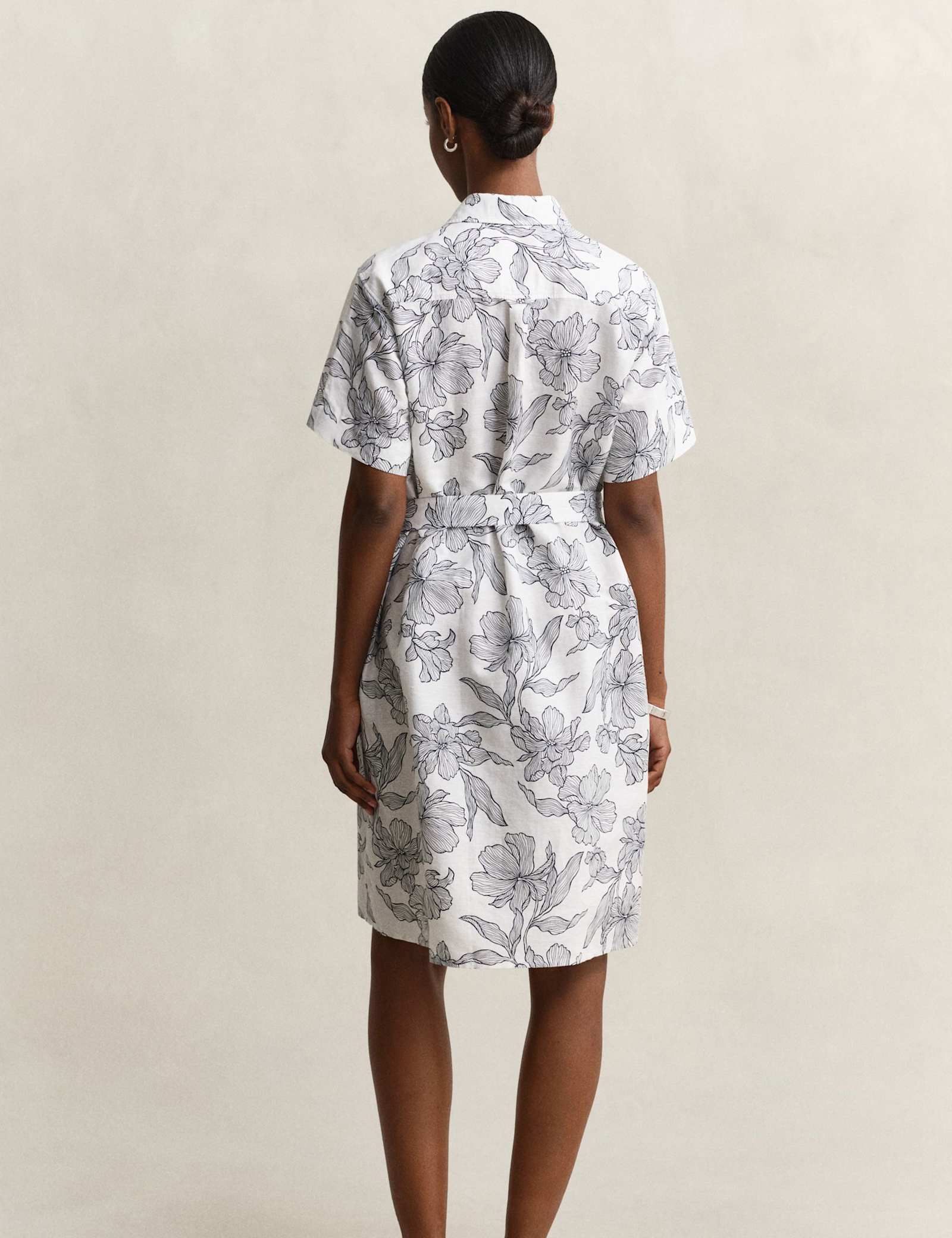 Linen Rich Floral Midi Shirt Dress - image 5