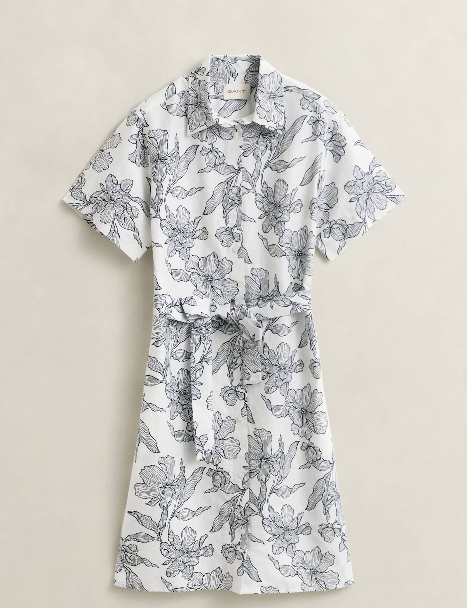 Linen Rich Floral Midi Shirt Dress - image 1