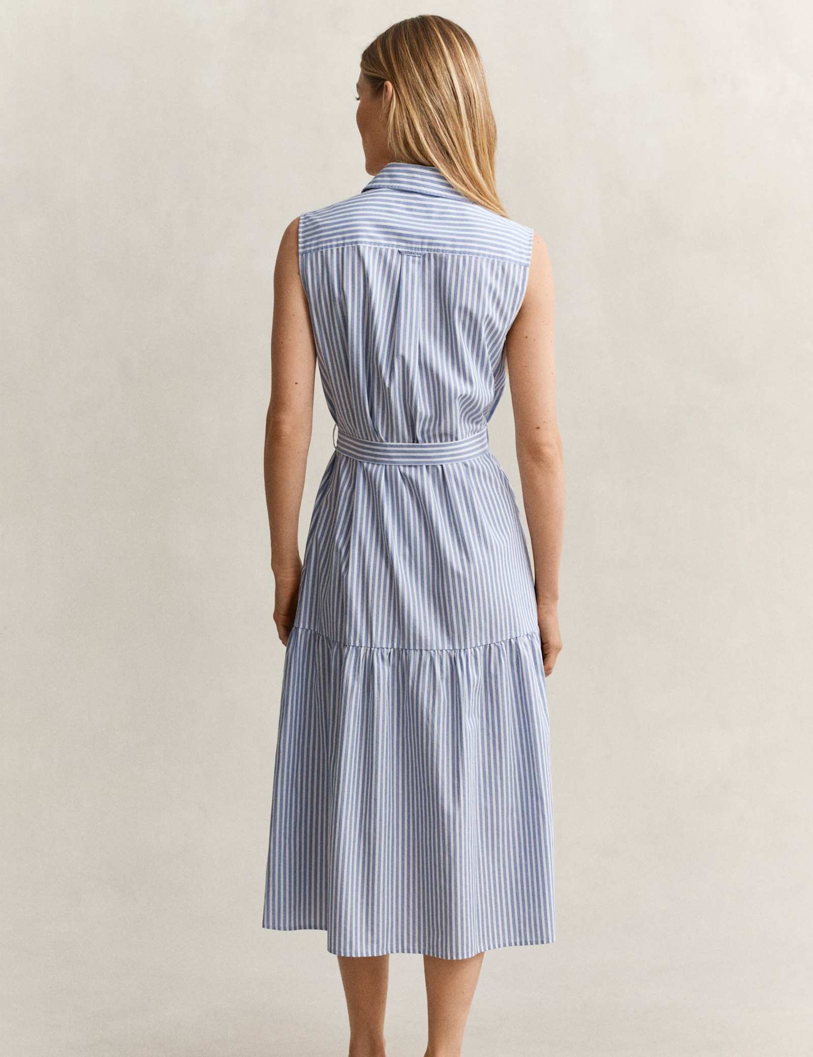 Pure Cotton Striped Sleeveless Midi Shirt Dress - image 4