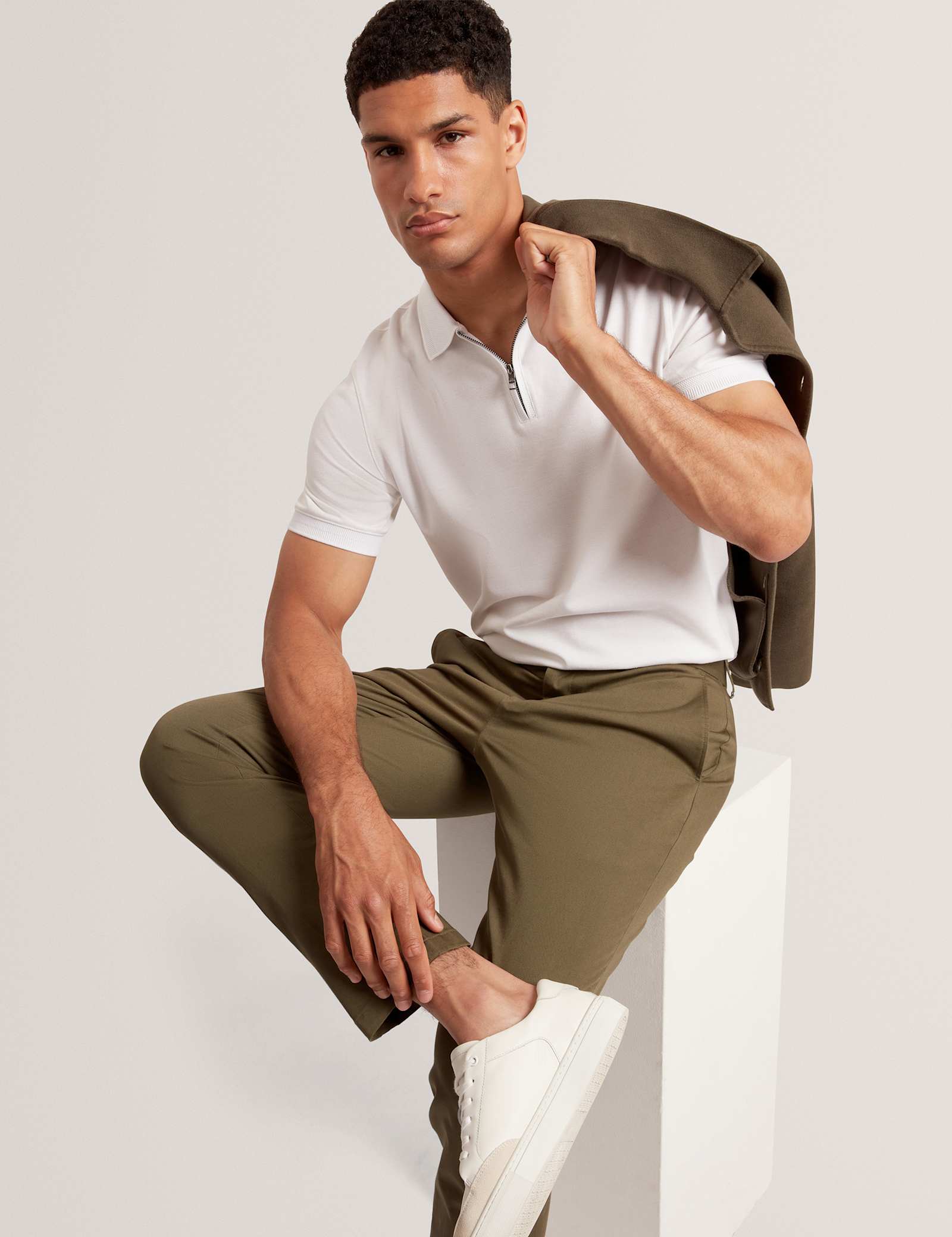 Pure Cotton Half Zip Polo Shirt - image 1