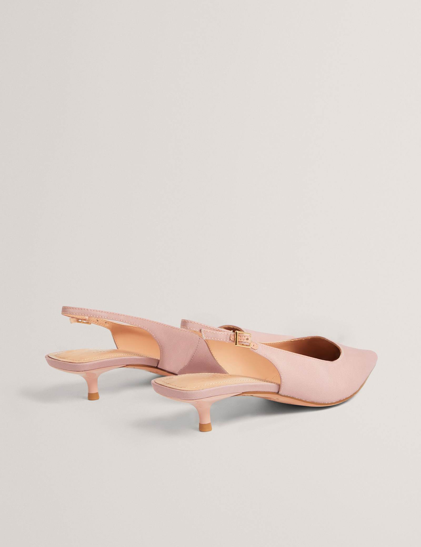 Satin Buckle Kitten Heel Slingback Shoes - image 3