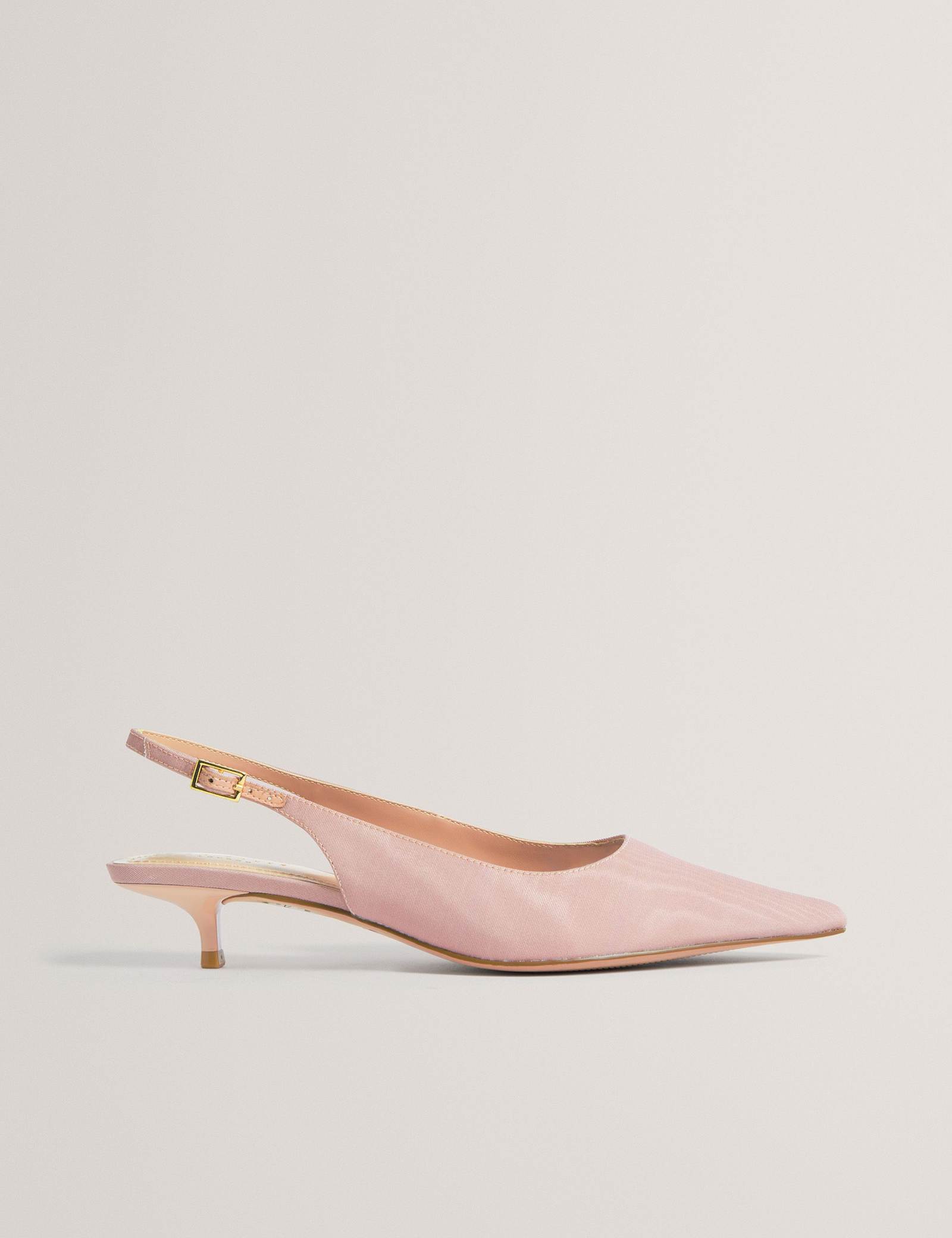 Satin Buckle Kitten Heel Slingback Shoes - image 1