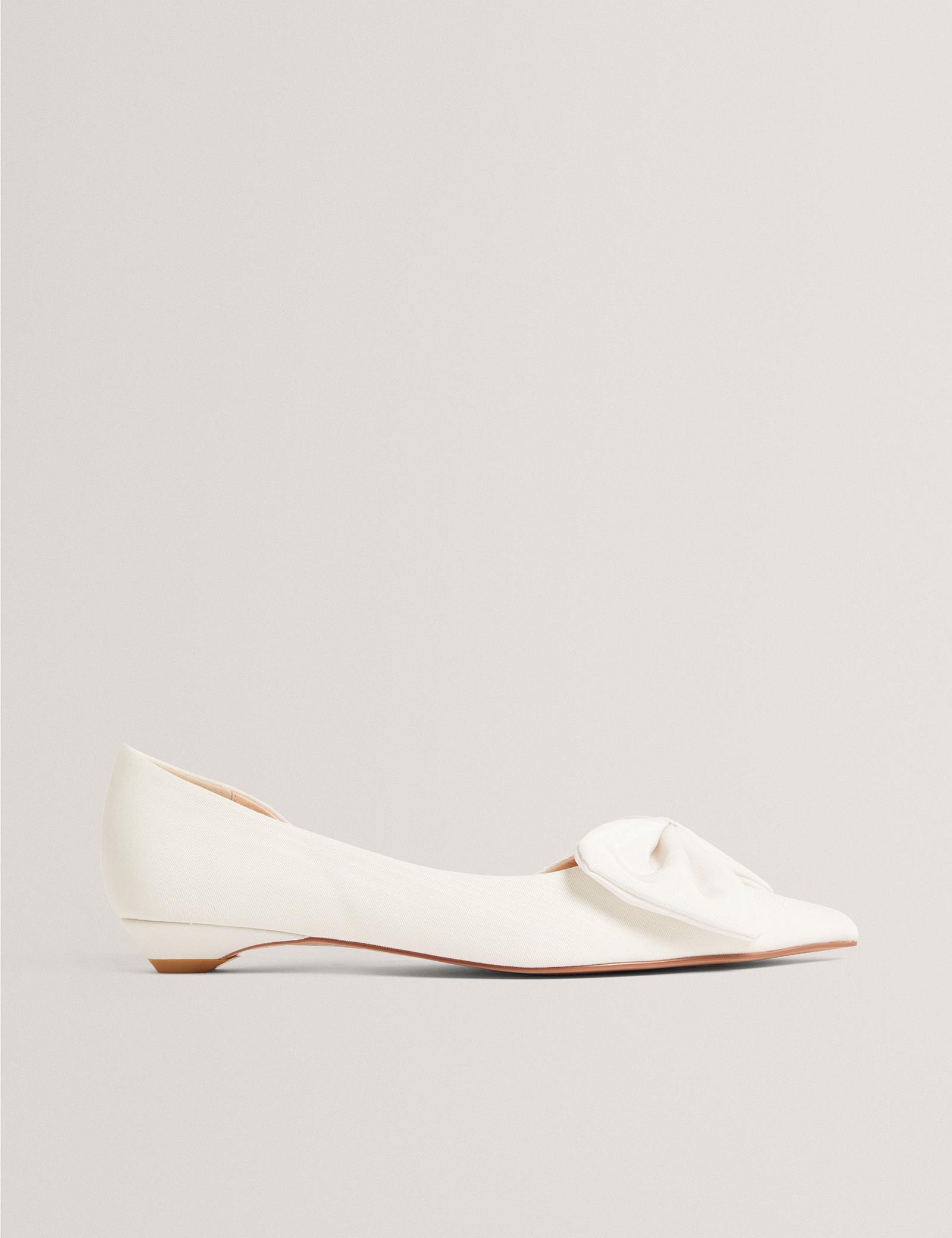 Satin Bow Slip On Flat Pointed Pumps - image 1