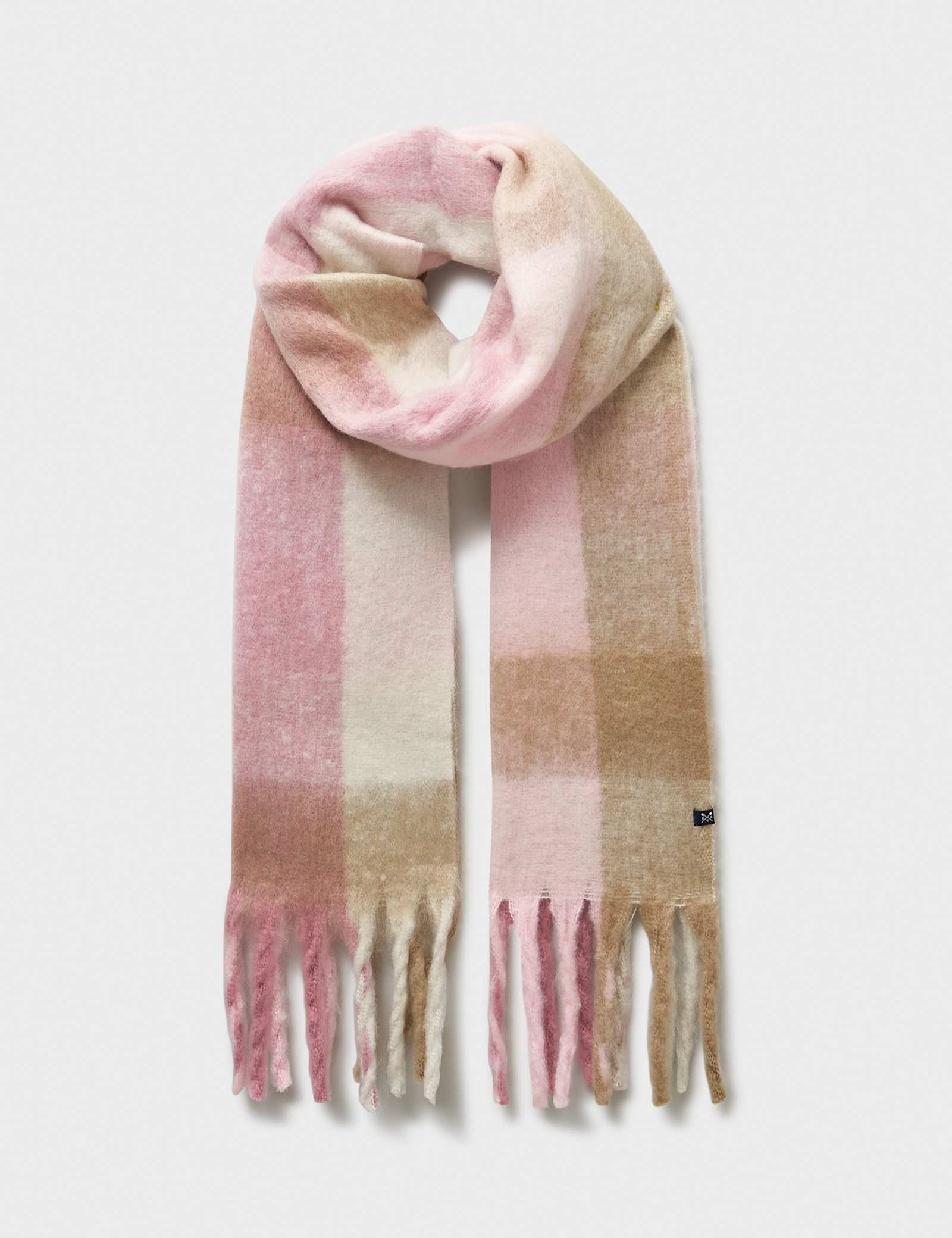 Brushed Checked Fringed Scarf - image 1
